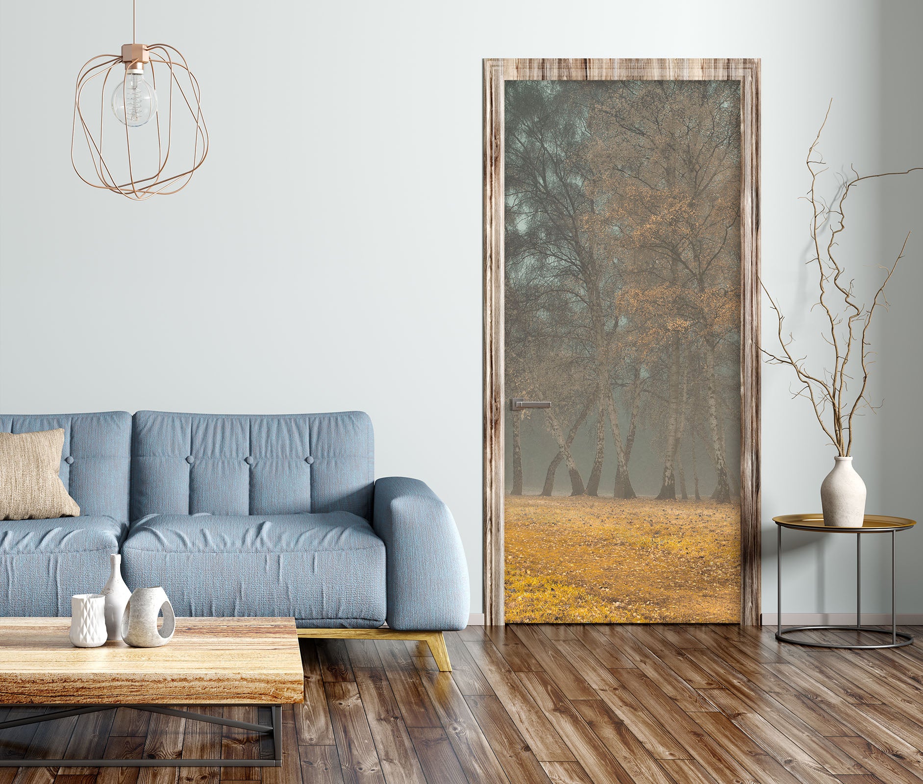 3D Yellow Lawn Trees 10668 Assaf Frank Door Mural