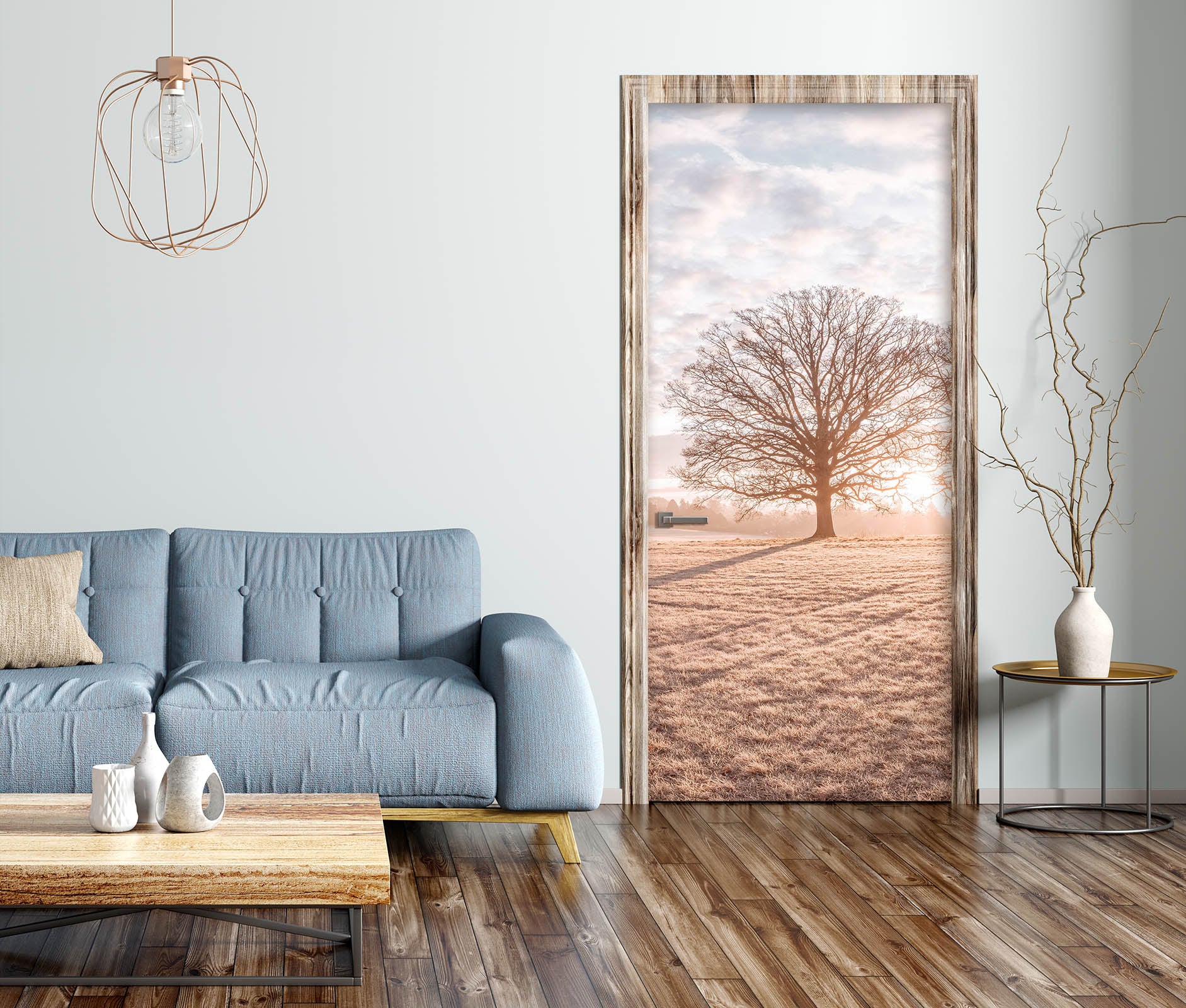 3D Sunshine Trees Lawn 10237 Assaf Frank Door Mural