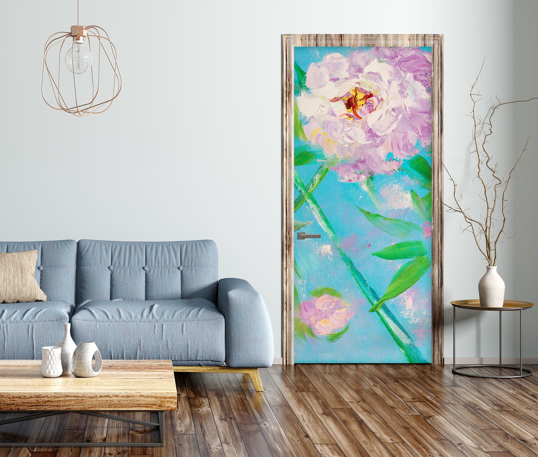 3D Pink Peony 3237 Skromova Marina Door Mural