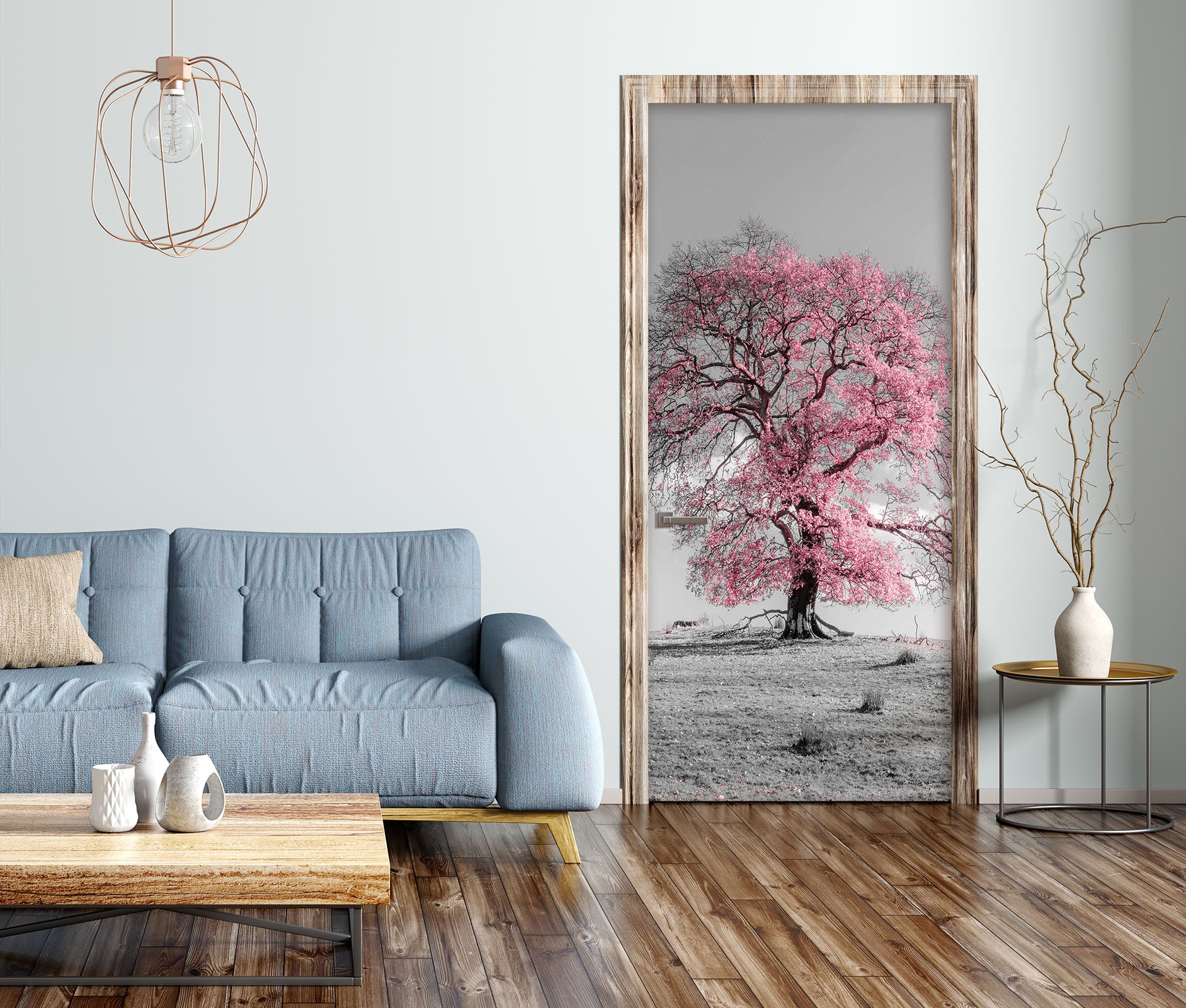 3D Pink Trees 10216 Assaf Frank Door Mural