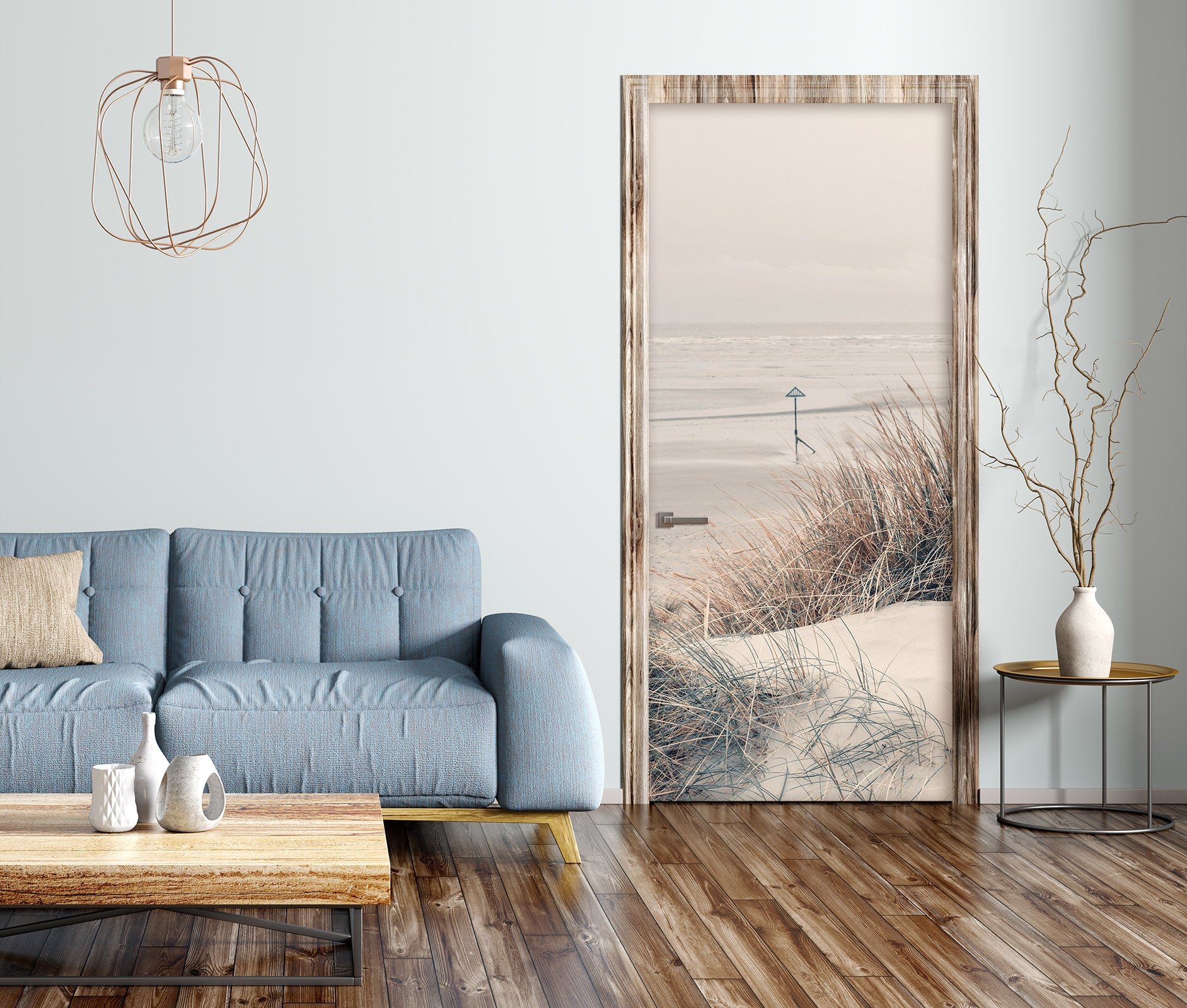 3D Sand Grass Ocean 10260 Assaf Frank Door Mural