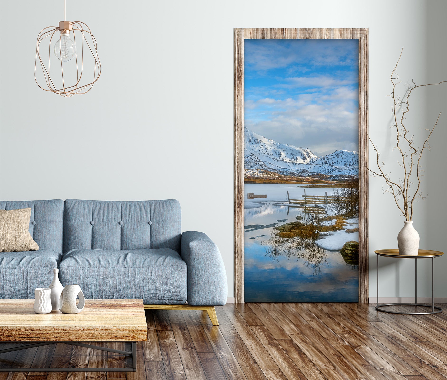 3D Lake Snow Mountain 11598 Marco Carmassi Door Mural