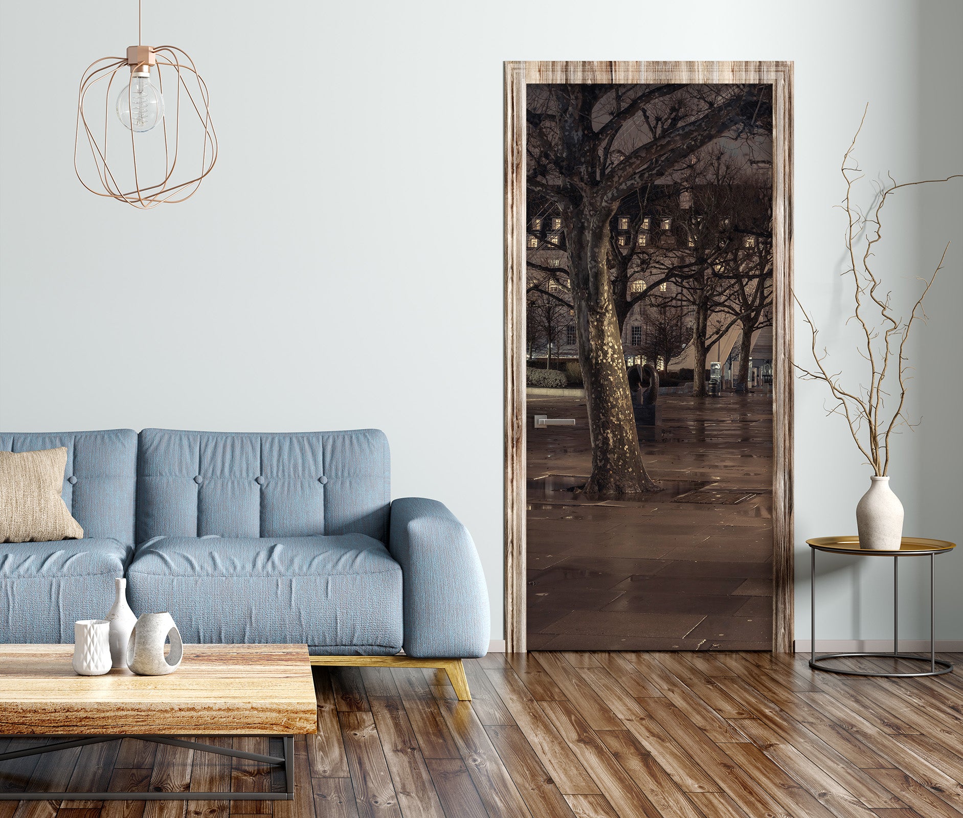 3D Trees Night 106140 Assaf Frank Door Mural