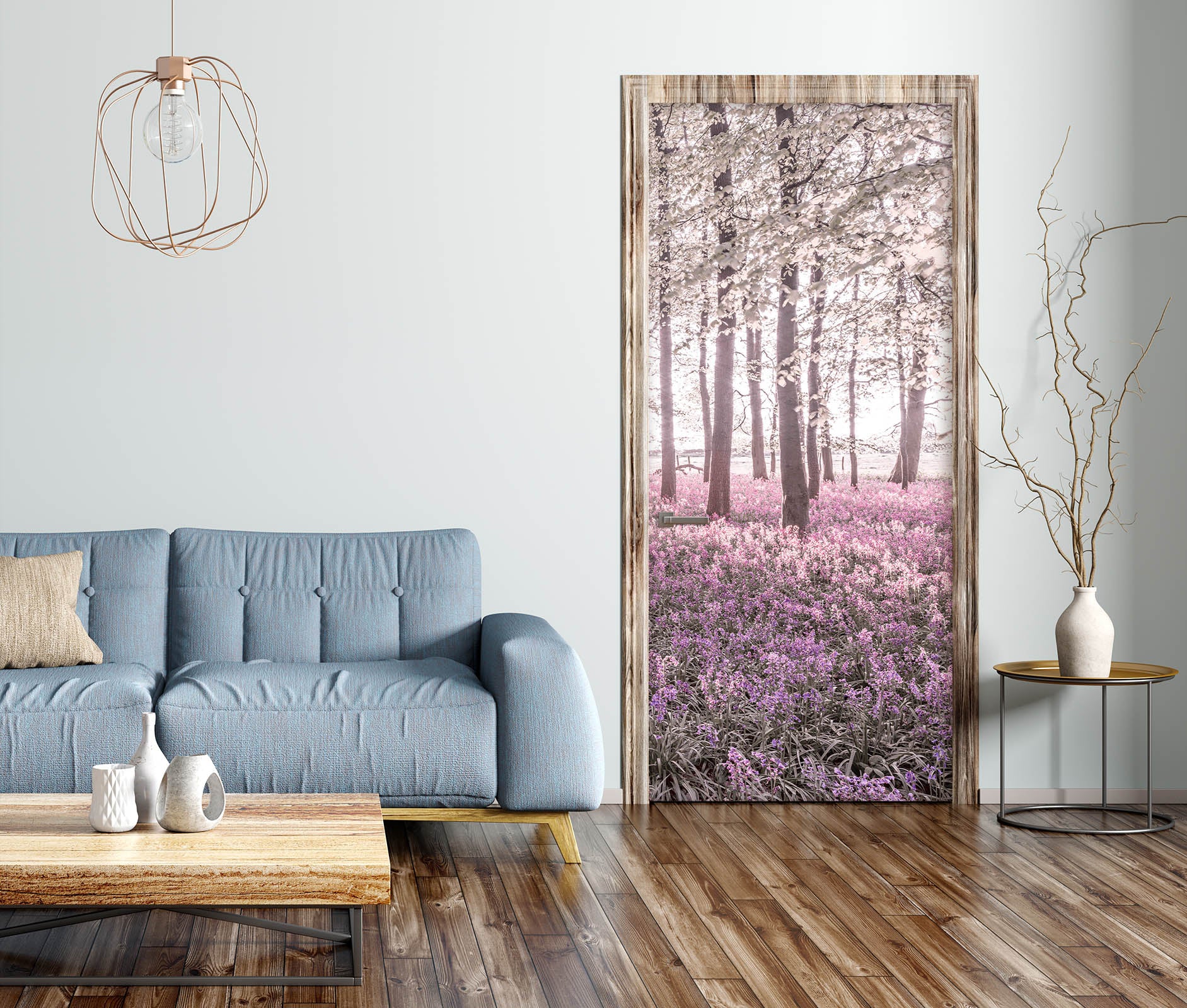 3D Woods Pink Meadow 106161 Assaf Frank Door Mural