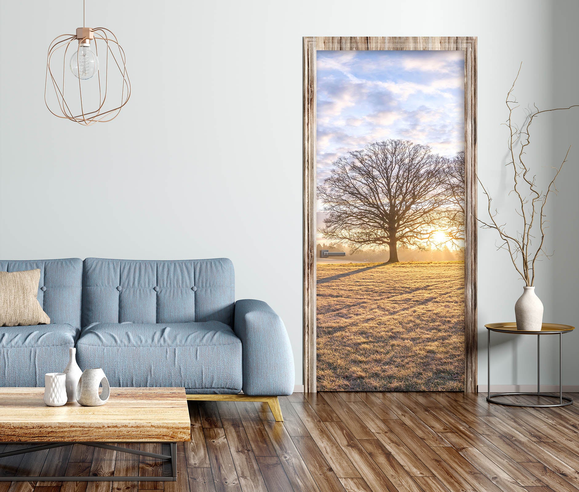 3D Sunny Meadow Tree 10234 Assaf Frank Door Mural