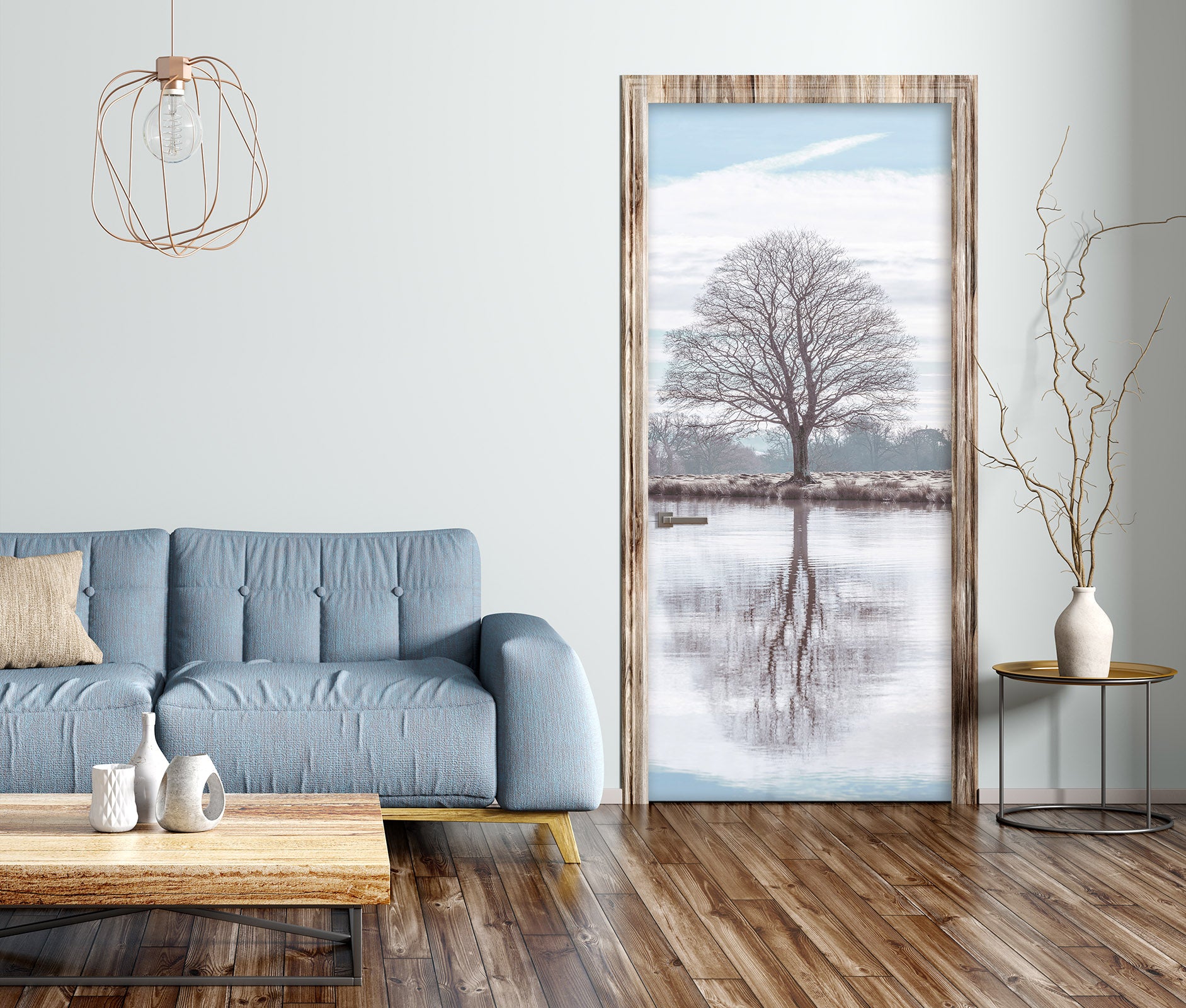 3D Trees River Surface 10232 Assaf Frank Door Mural