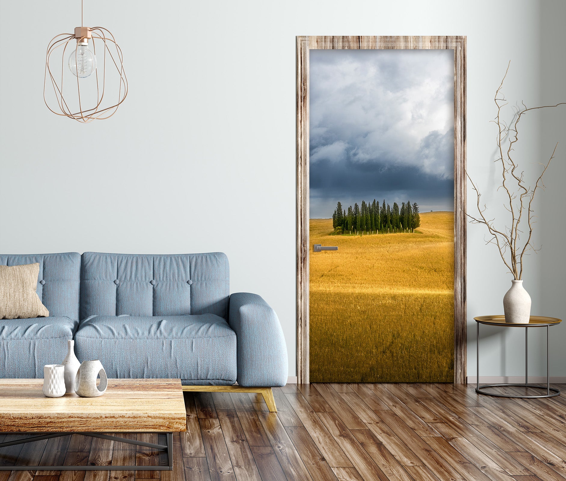 3D Golden Grass Forest 11583 Marco Carmassi Door Mural