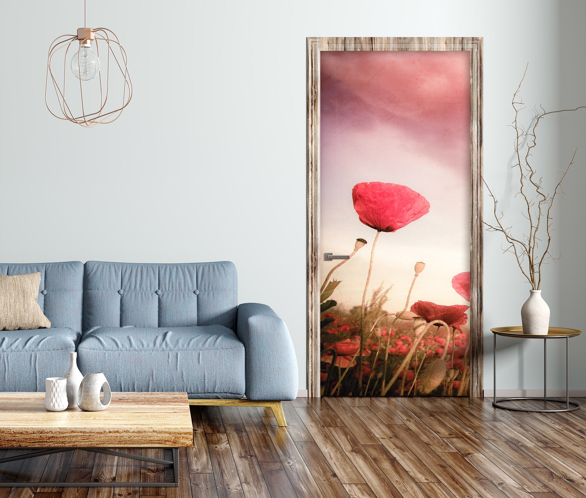 3D Red Flowers 12255 Marco Carmassi Door Mural