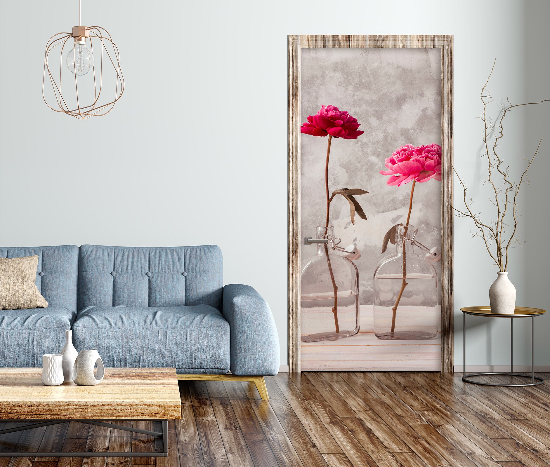 3D Red Flowers 101184 Assaf Frank Door Mural