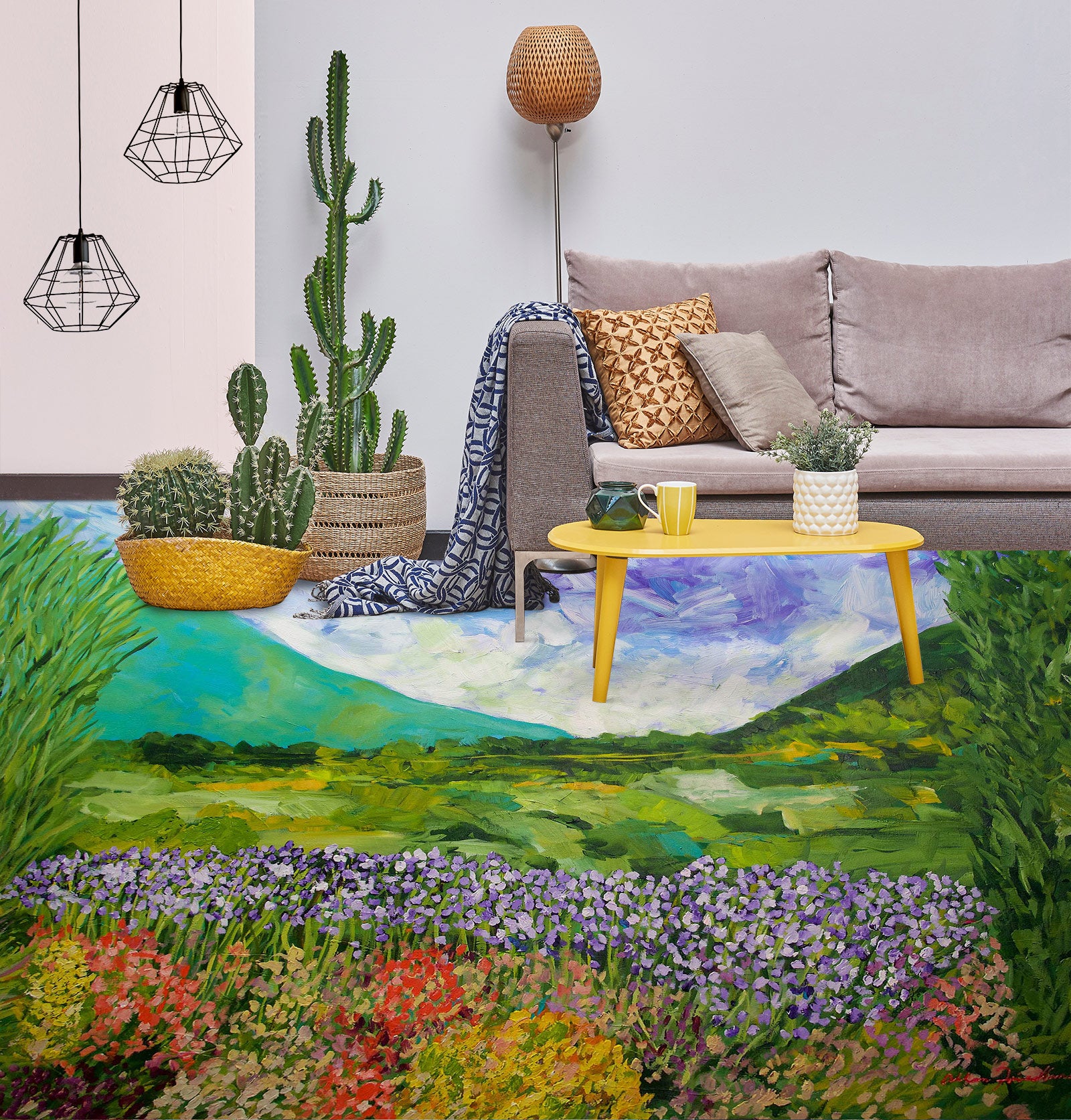 3D Grass Mountain Flowers 9677 Allan P. Friedlander Floor Mural  Wallpaper Murals Self-Adhesive Removable Print Epoxy