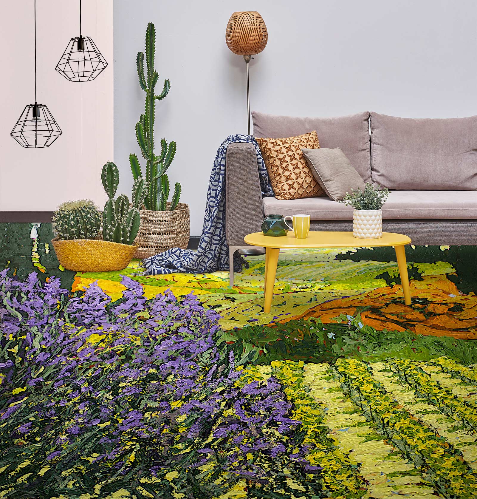 3D Purple Flowers Field Painting 9524 Allan P. Friedlander Floor Mural  Wallpaper Murals Self-Adhesive Removable Print Epoxy