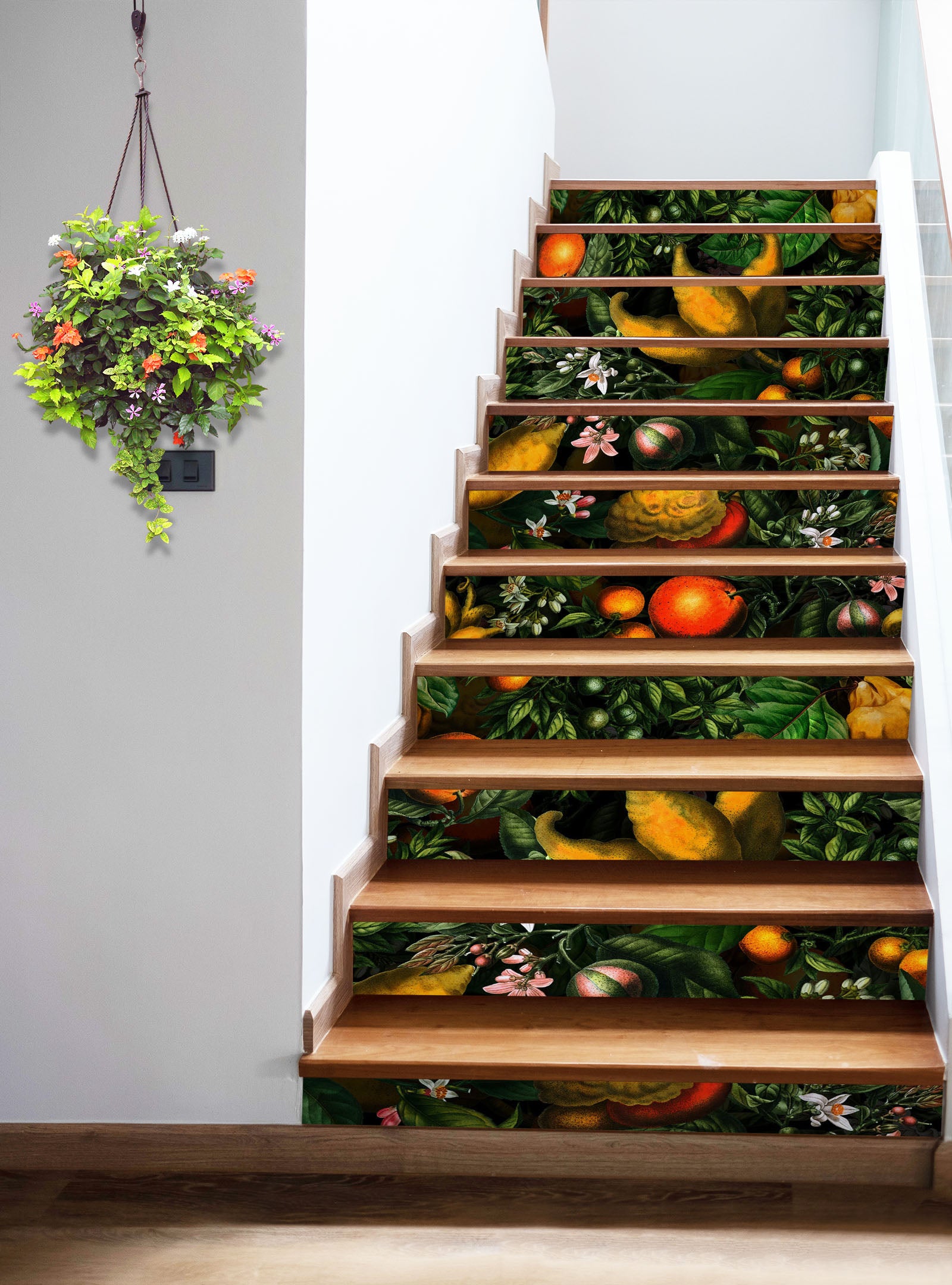 3D Orange Fruit Leaves 103224 Uta Naumann Stair Risers