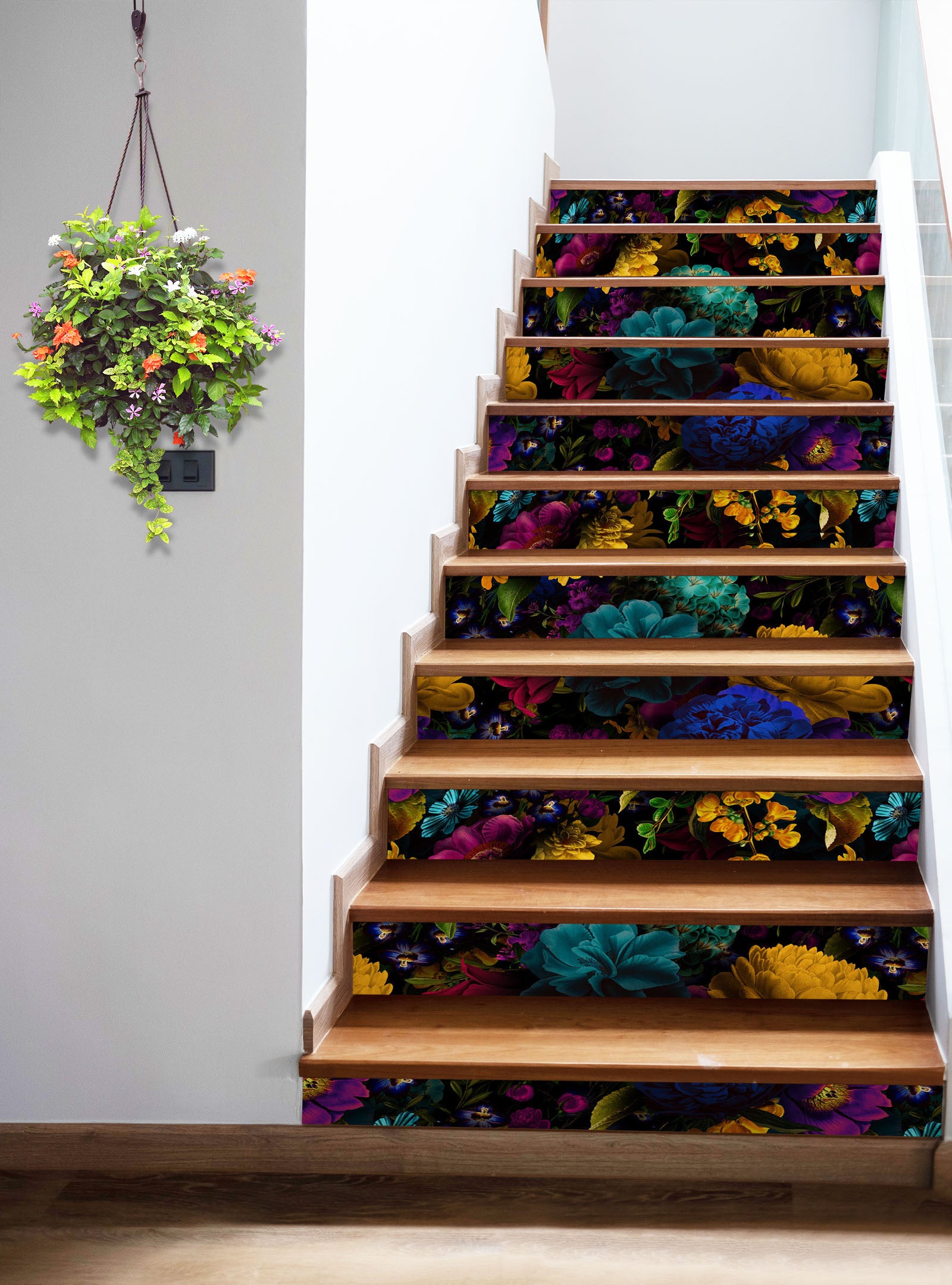 3D Colorful Flowers 103207 Uta Naumann Stair Risers