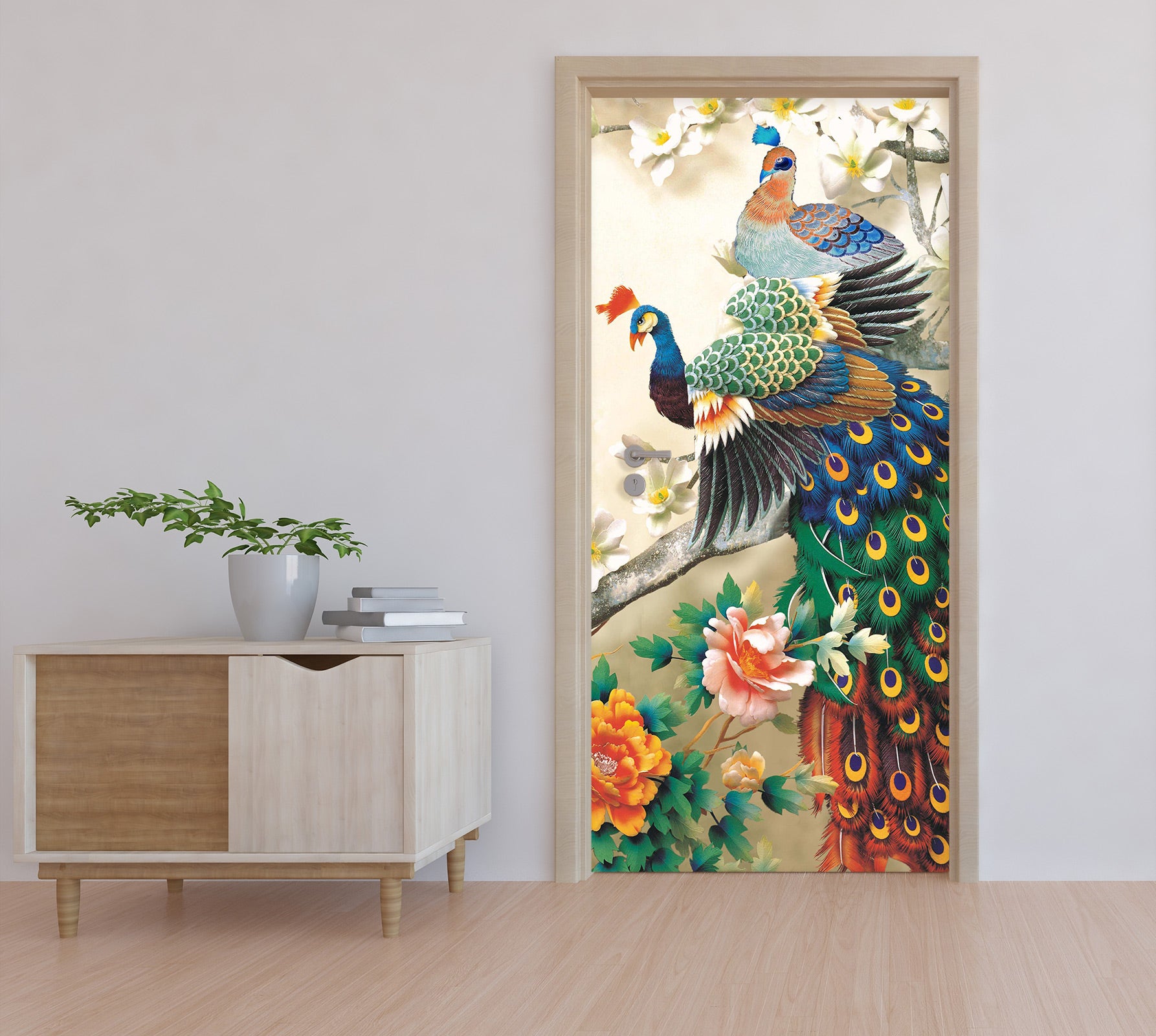 3D Color Peacock 040 Door Mural