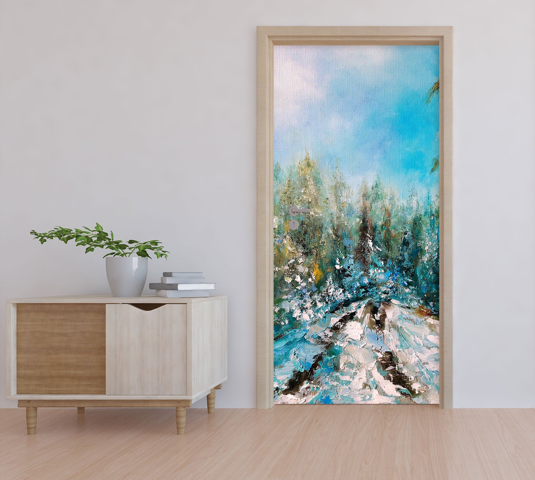 3D Blue Forest 3108 Skromova Marina Door Mural