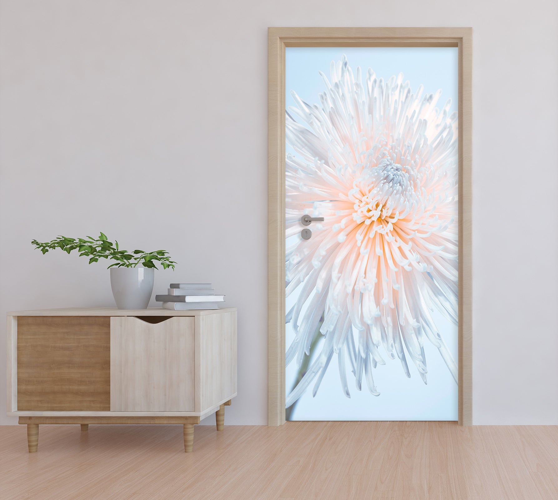 3D White Flowers 106225 Assaf Frank Door Mural