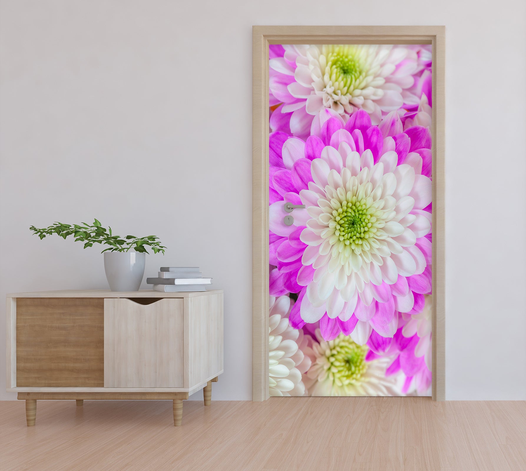 3D White Purple Chrysanthemum 10716 Assaf Frank Door Mural