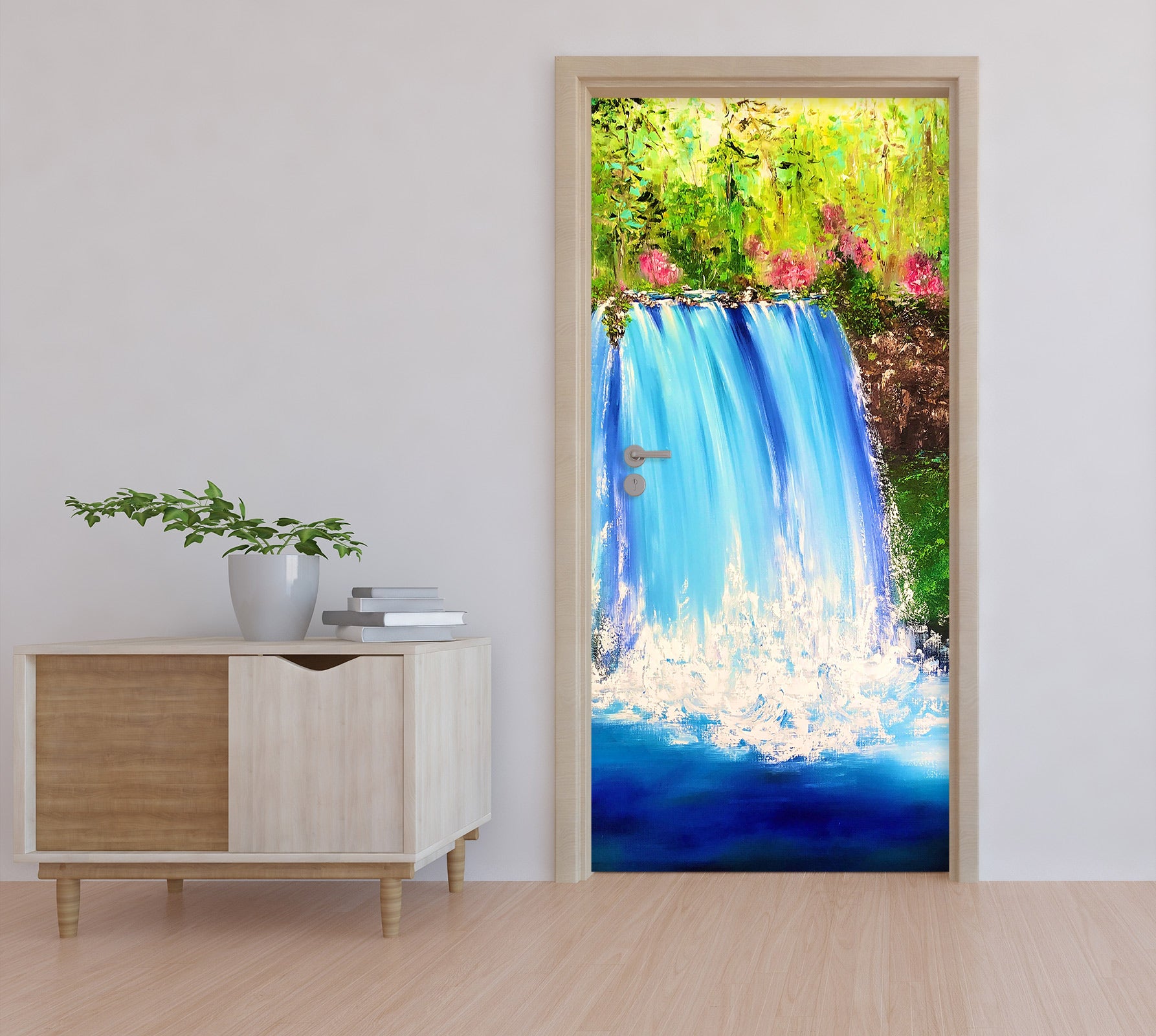 3D Blue Waterfall 3219 Skromova Marina Door Mural