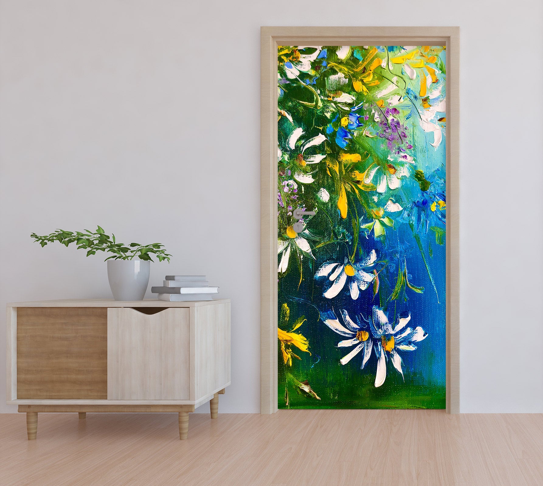 3D White Flower 3123 Skromova Marina Door Mural