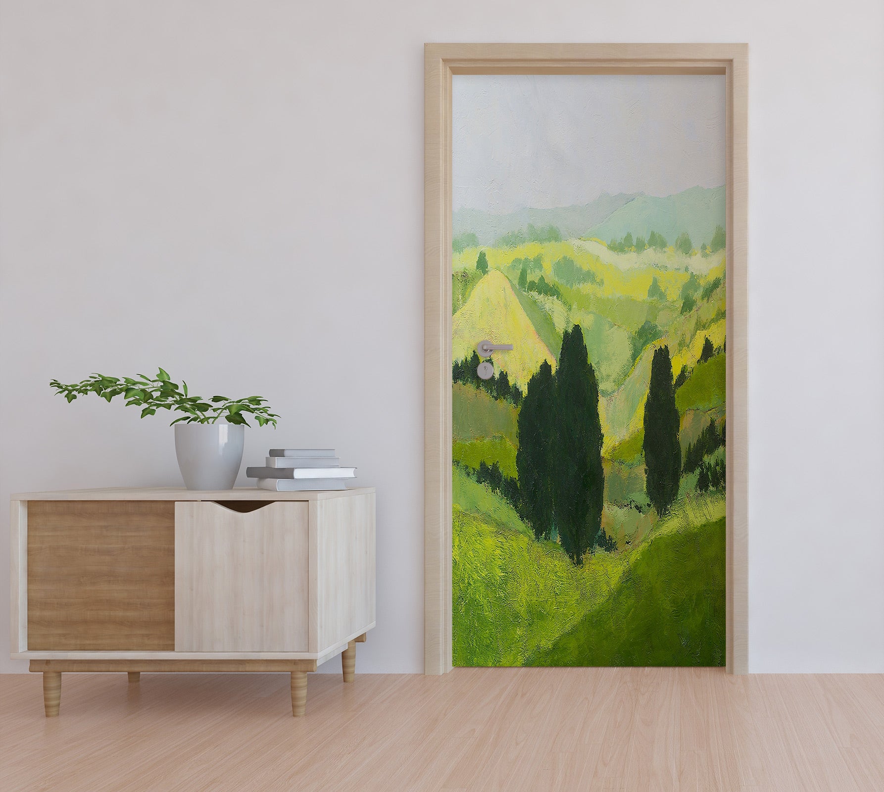 3D Green Lawn Hillside Trees 9361 Allan P. Friedlander Door Mural