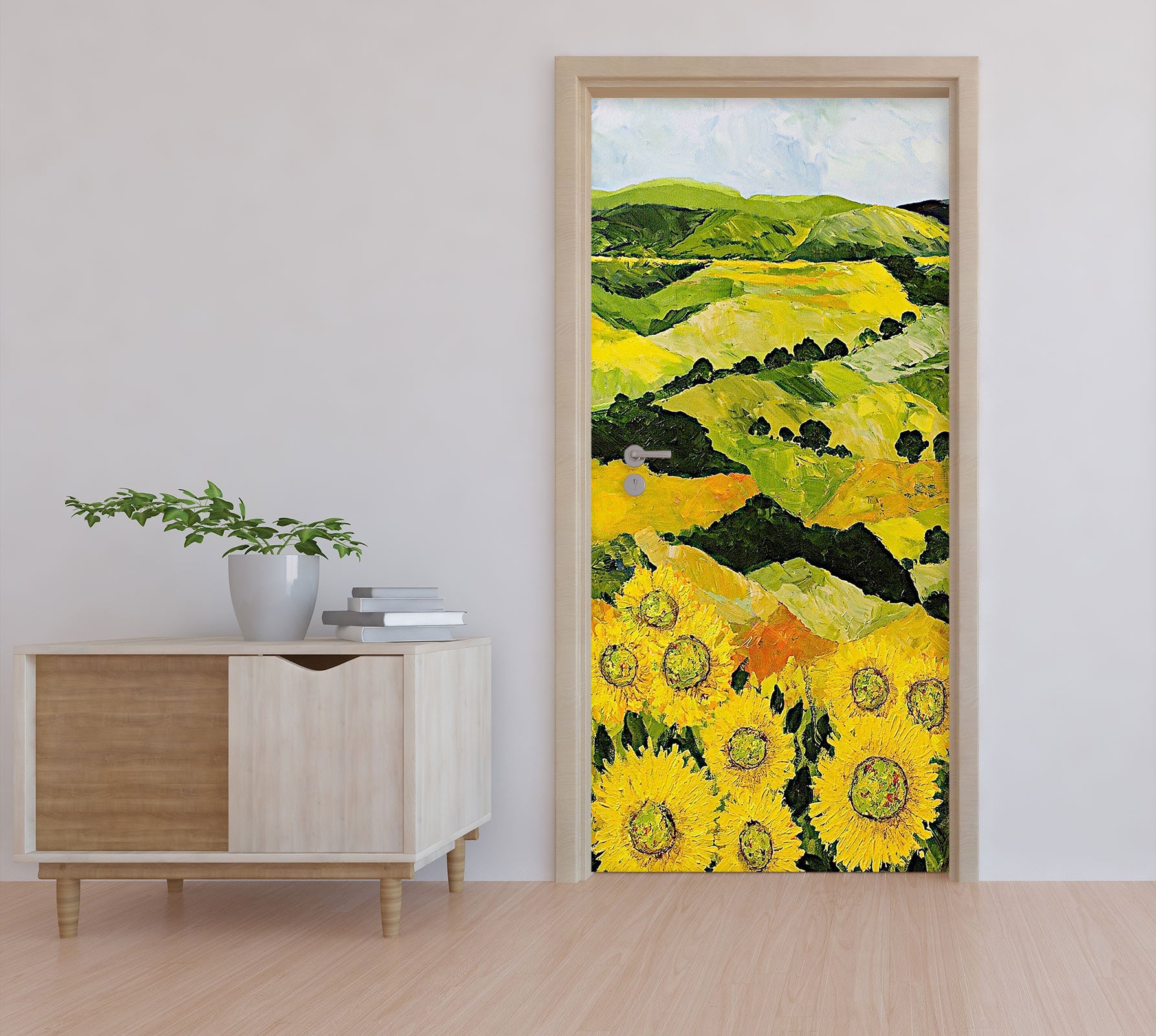 3D Meadow Hillside Sunflower Bushes 9393 Allan P. Friedlander Door Mural