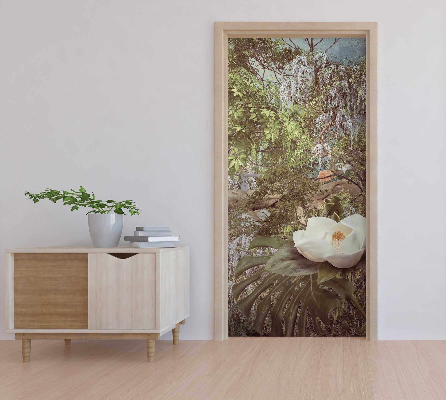 3D White Lotus 10808 Beth Sheridan Door Mural