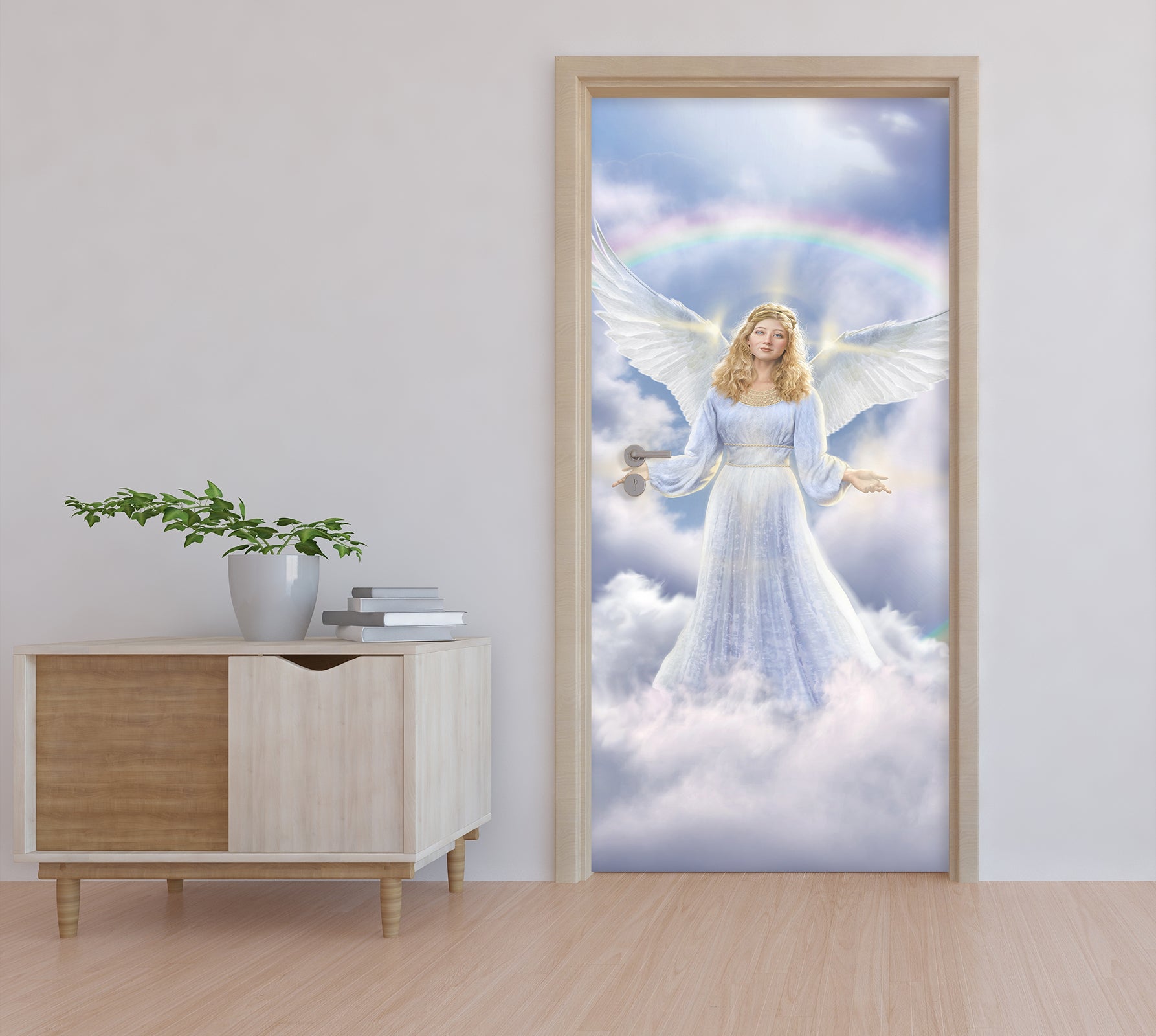 3D Cloud Angel Rainbow 112112 Jerry LoFaro Door Mural