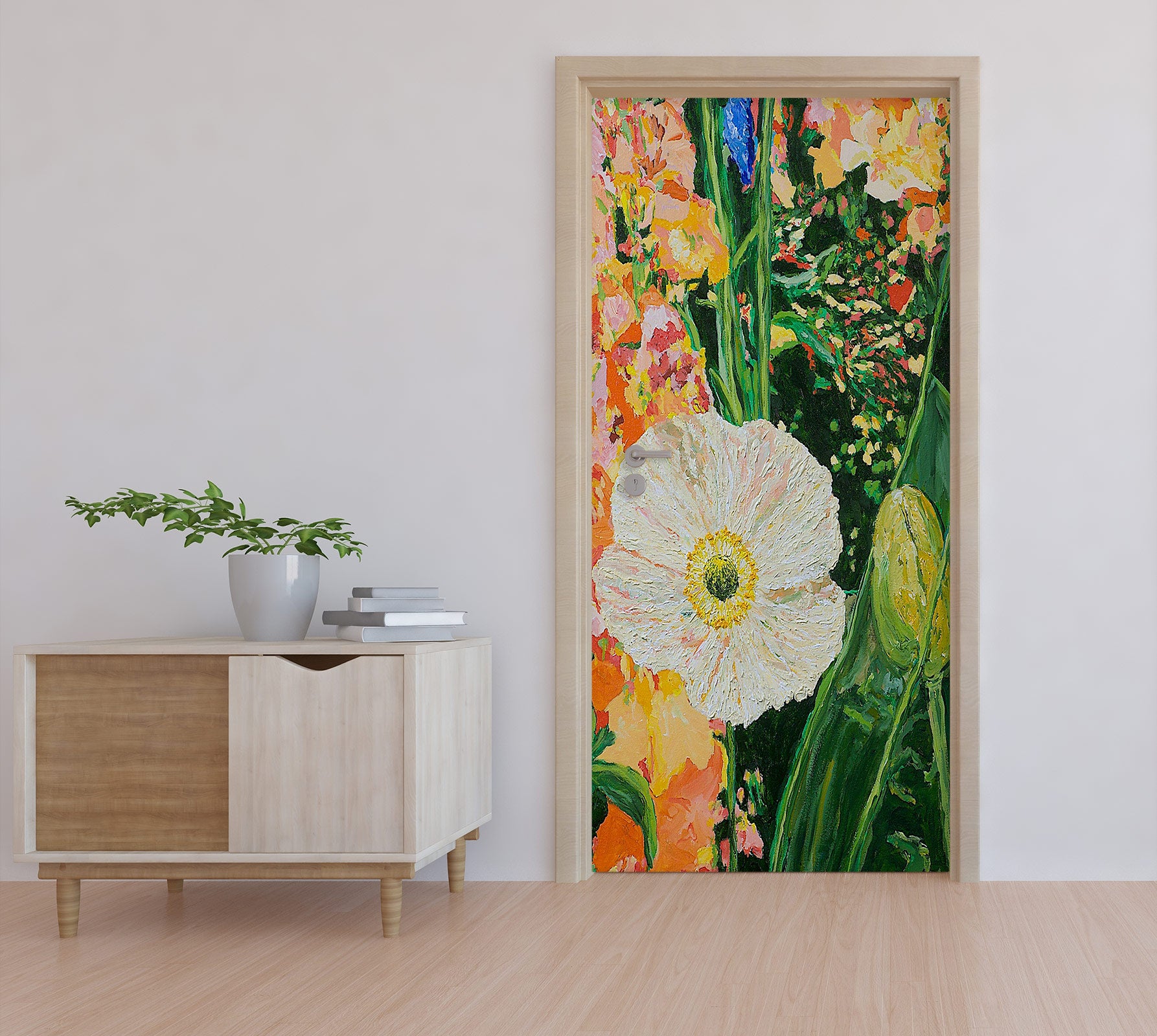 3D White Flowers Clump 9366 Allan P. Friedlander Door Mural