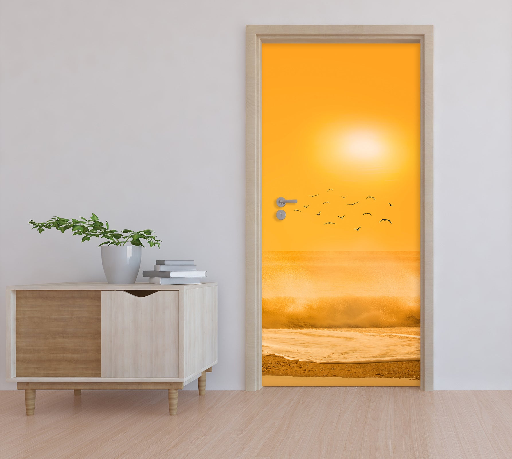 3D Yellow Sky Beach 11967 Marco Carmassi Door Mural