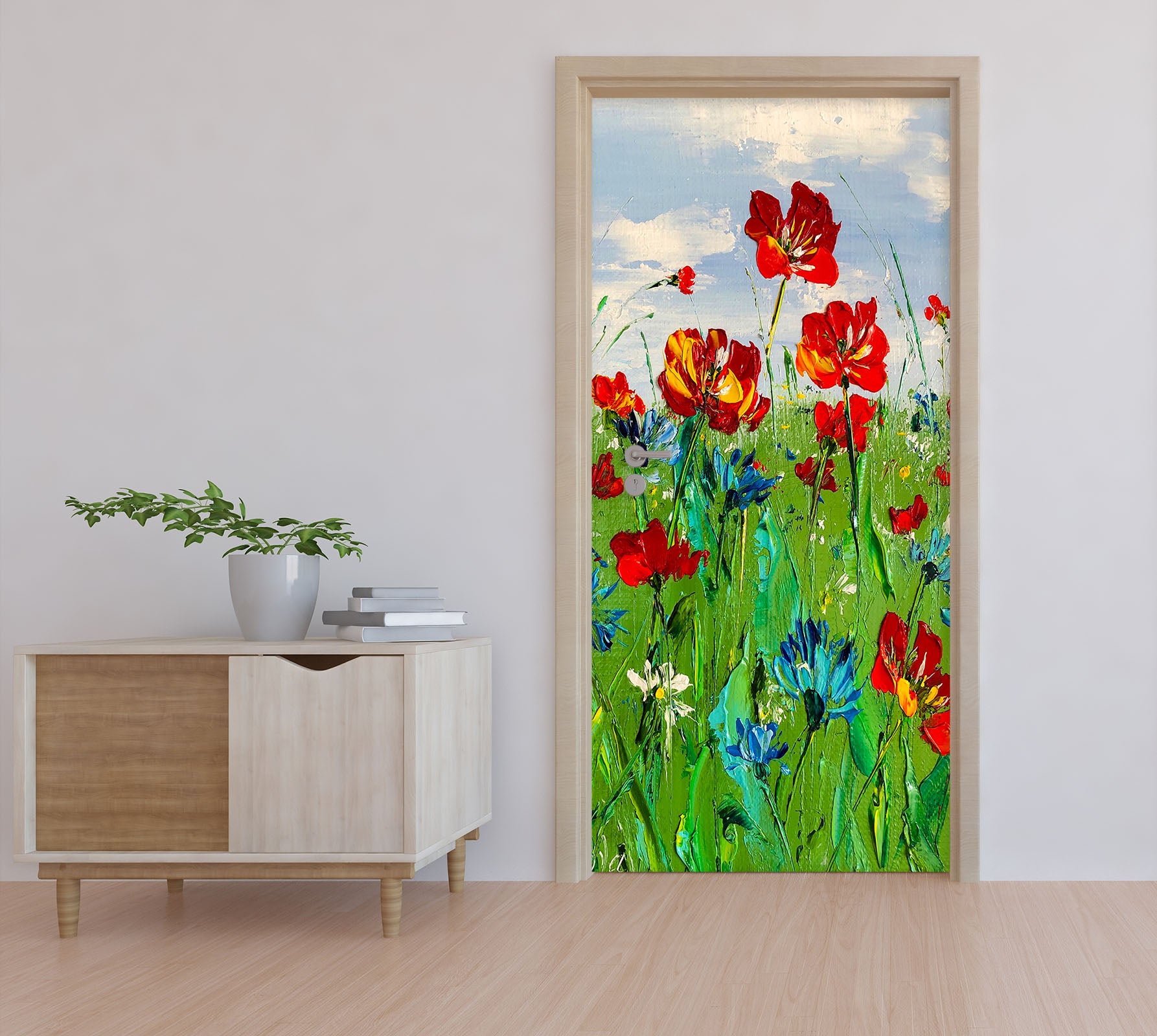 3D Red Flower 3308 Skromova Marina Door Mural