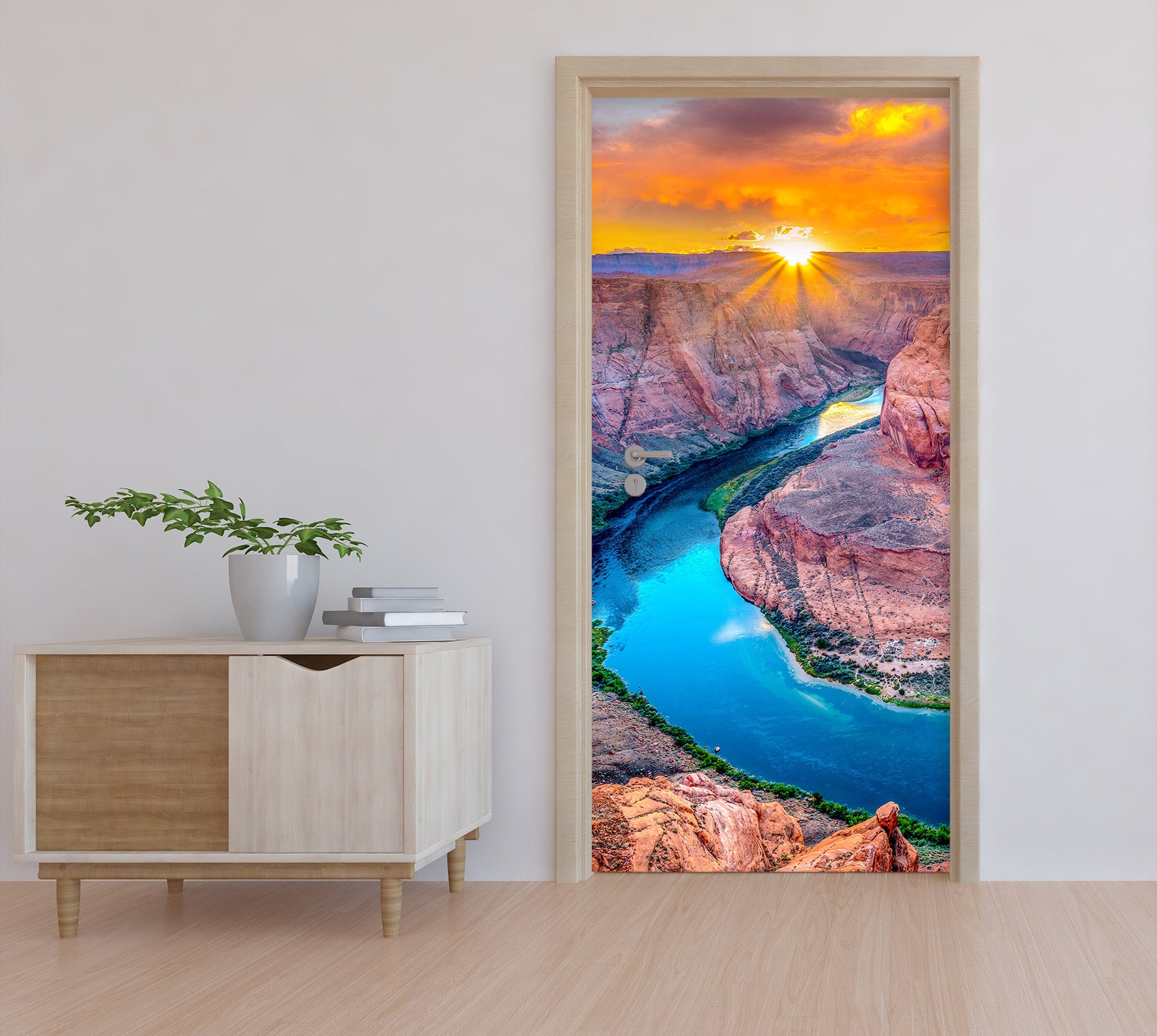 3D River Mountain Sun 114110 Marco Carmassi Door Mural