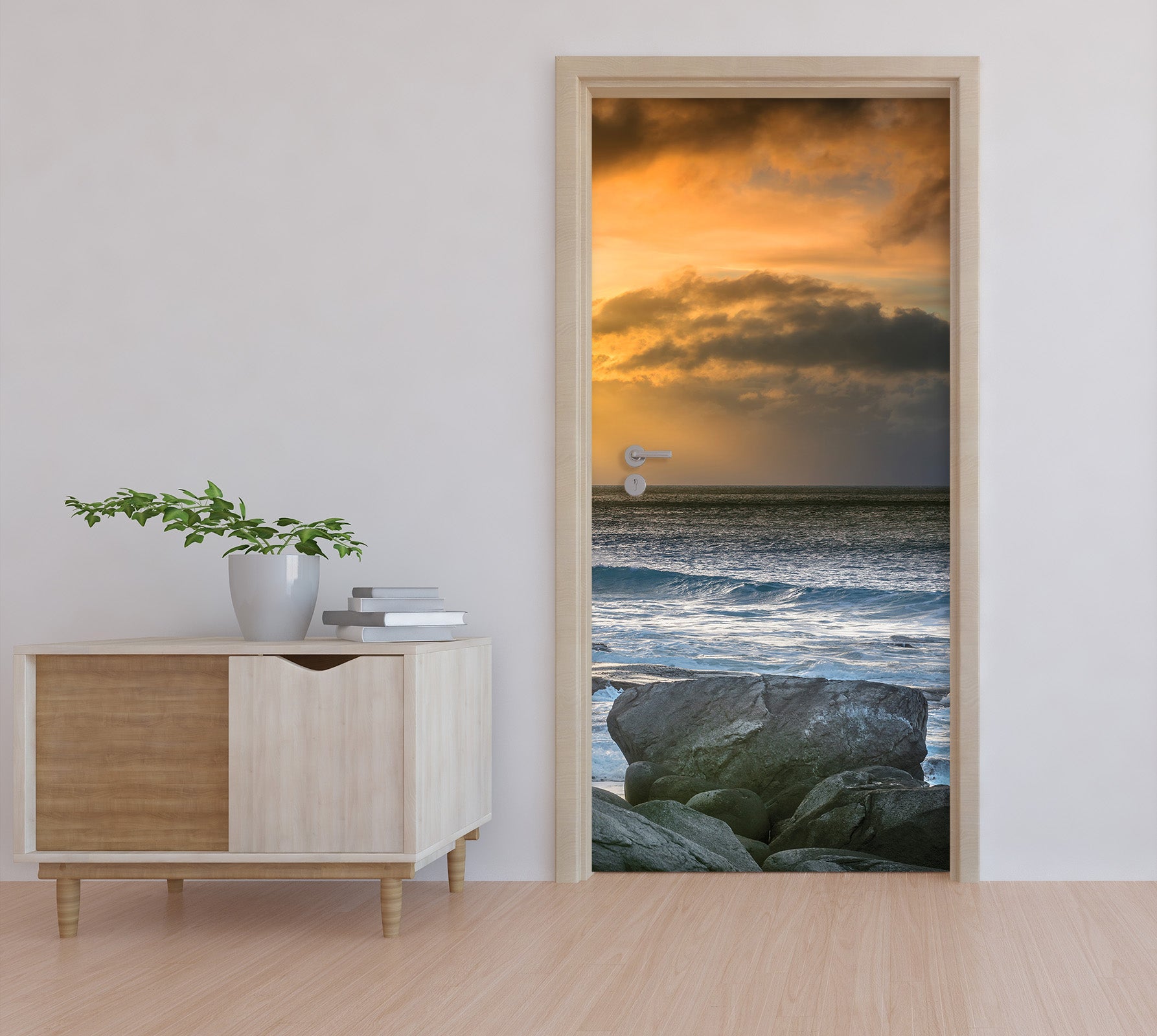 3D Sunset Seaside Stone 115102 Marco Carmassi Door Mural