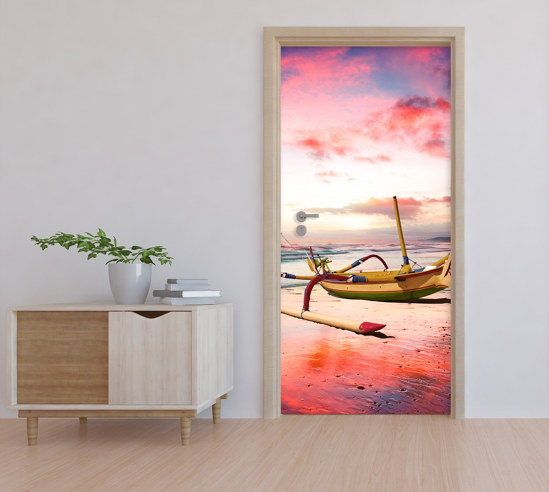 3D Seaside Boat 11493 Marco Carmassi Door Mural