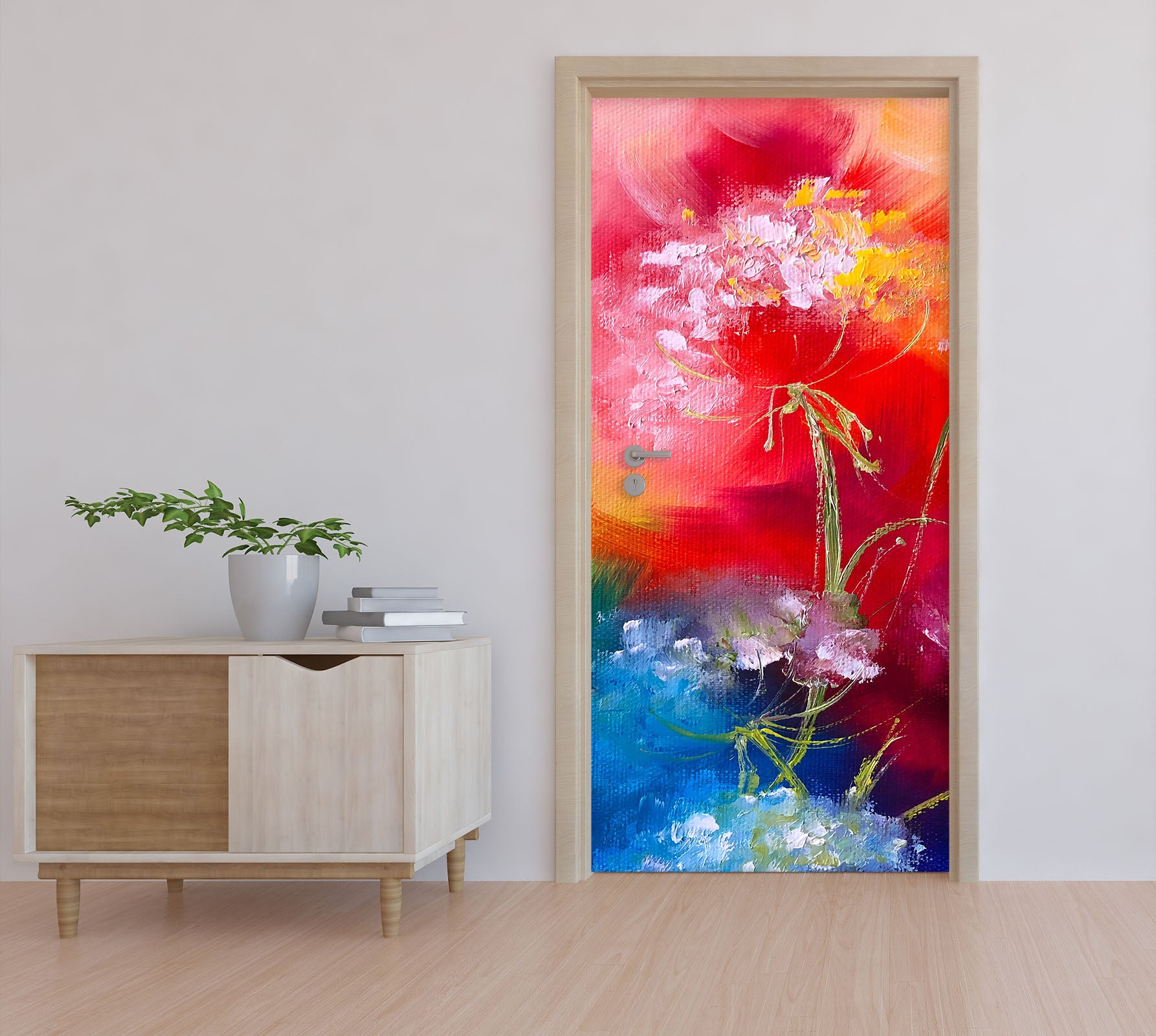 3D Red Flowers 3315 Skromova Marina Door Mural