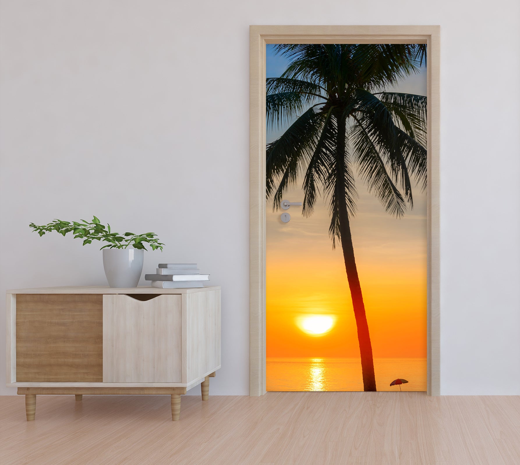 3D Coconut Tree Sunset 11624 Marco Carmassi Door Mural