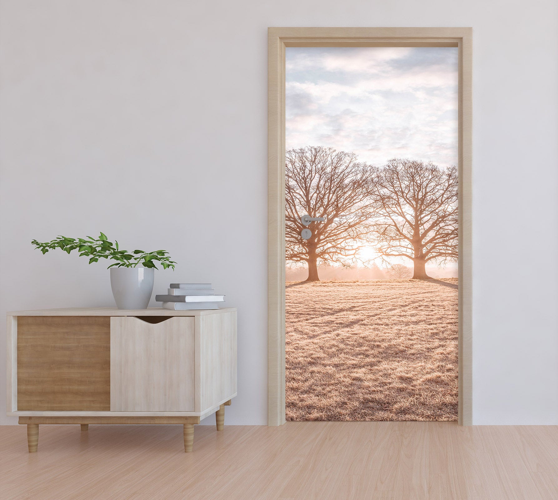 3D Trees Lawn Sunshine 10238 Assaf Frank Door Mural