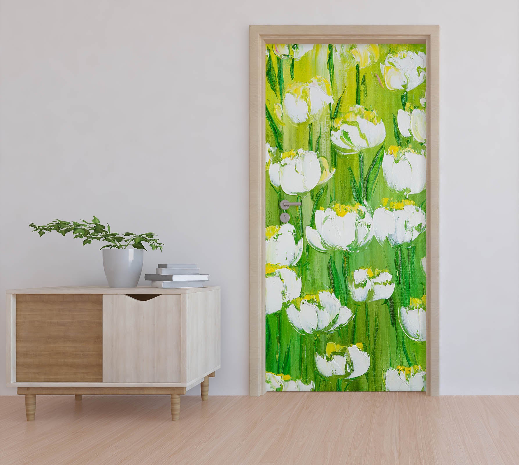 3D White Garden 846 Skromova Marina Door Mural