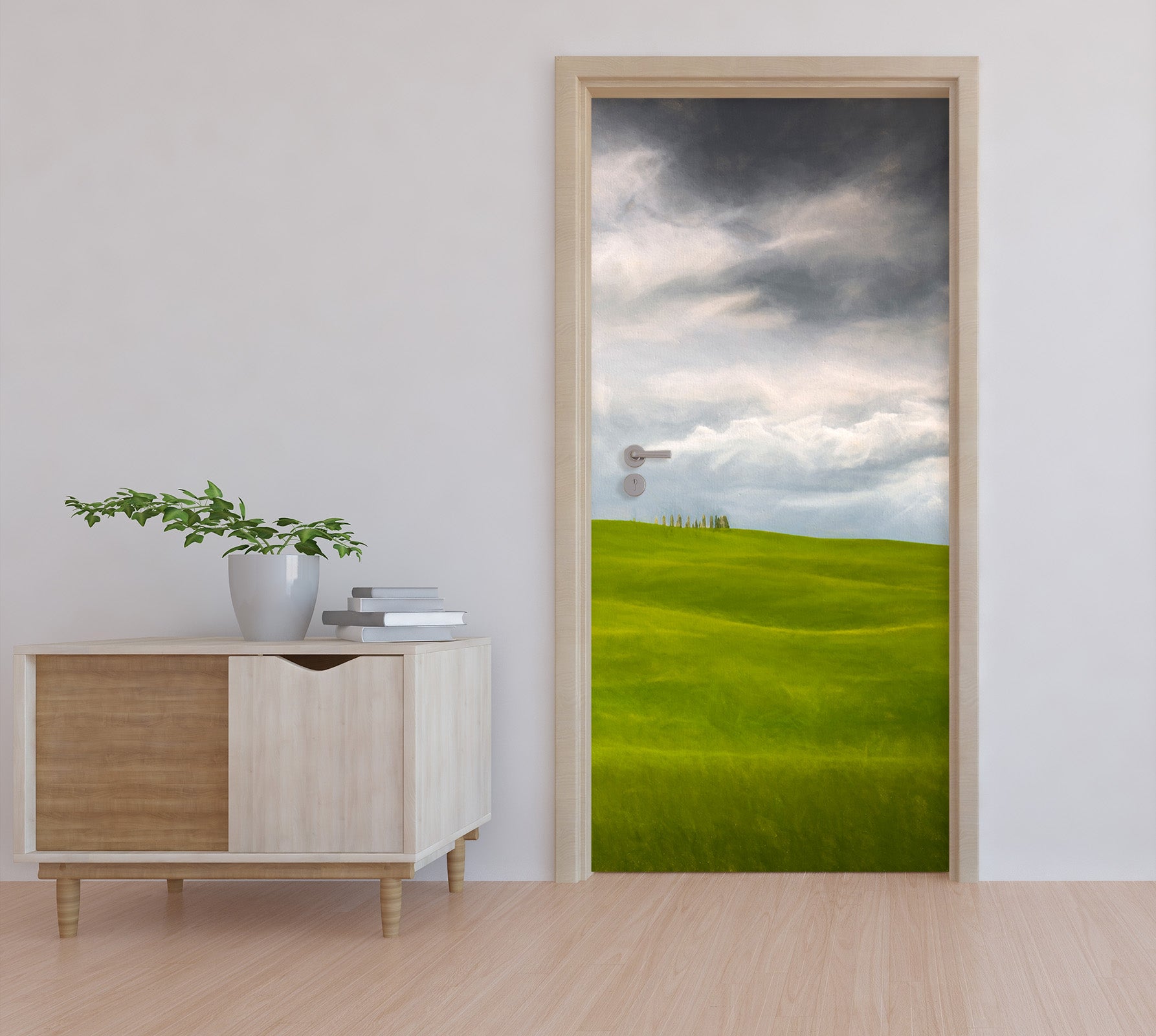 3D Clouds Grassland 114118 Marco Carmassi Door Mural