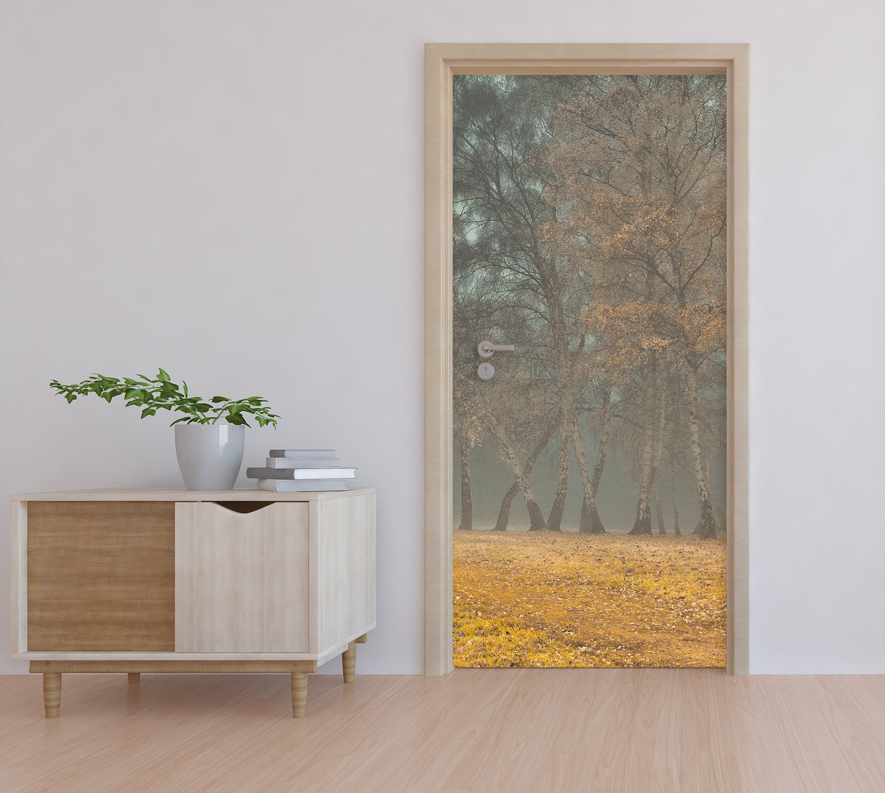 3D Yellow Lawn Trees 10668 Assaf Frank Door Mural