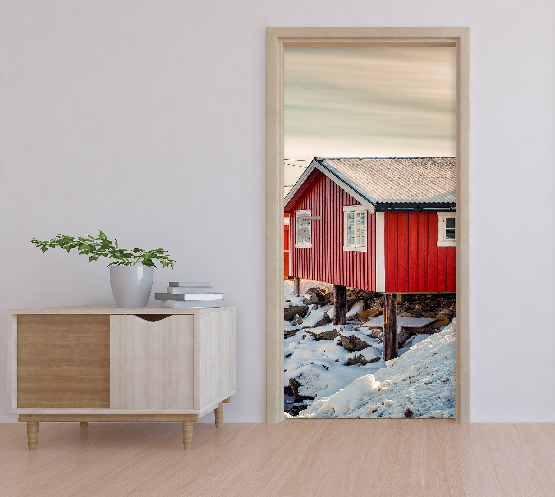 3D Red Cabin 12245 Marco Carmassi Door Mural