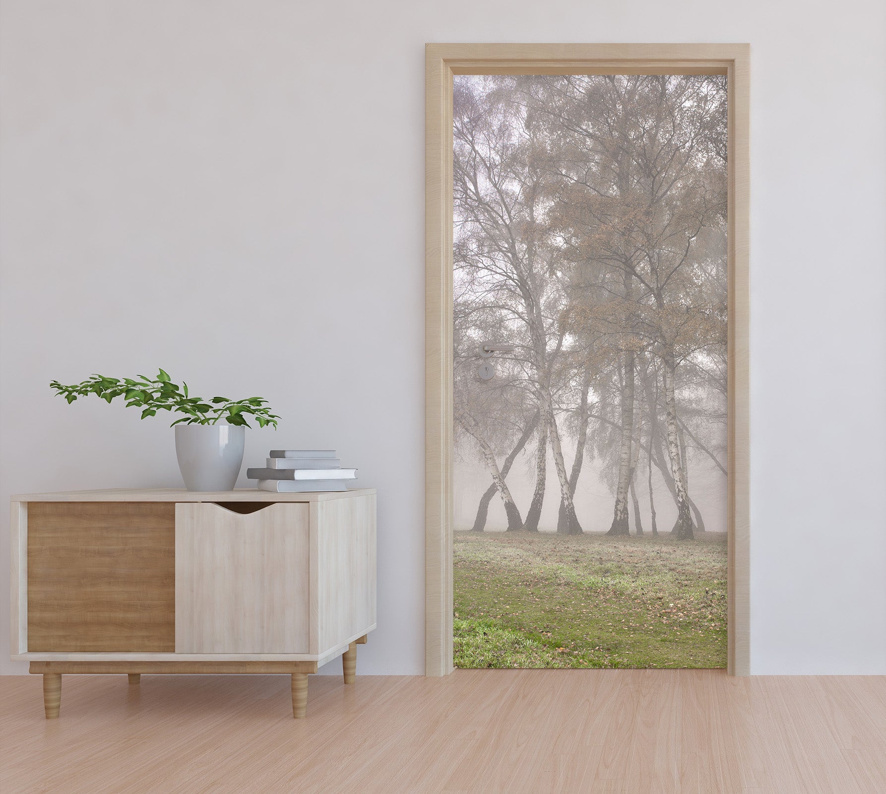 3D Fog Grass Trees 10667 Assaf Frank Door Mural