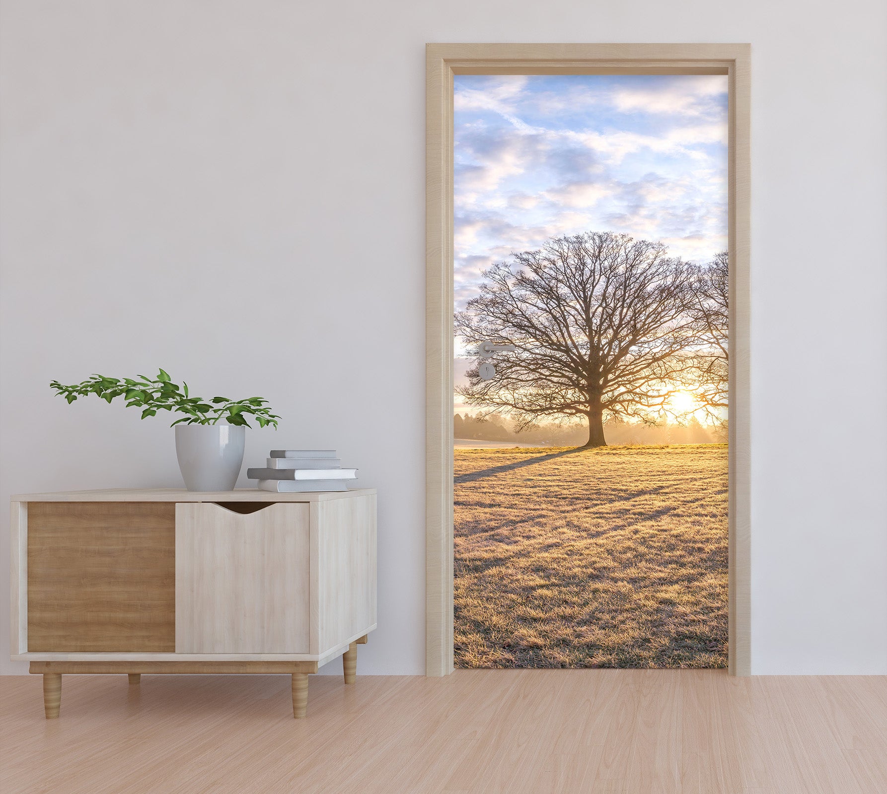 3D Sunny Meadow Tree 10234 Assaf Frank Door Mural