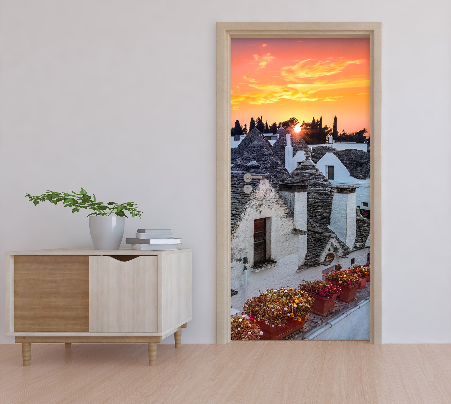 3D Sunset Stone Brick House 11983 Marco Carmassi Door Mural