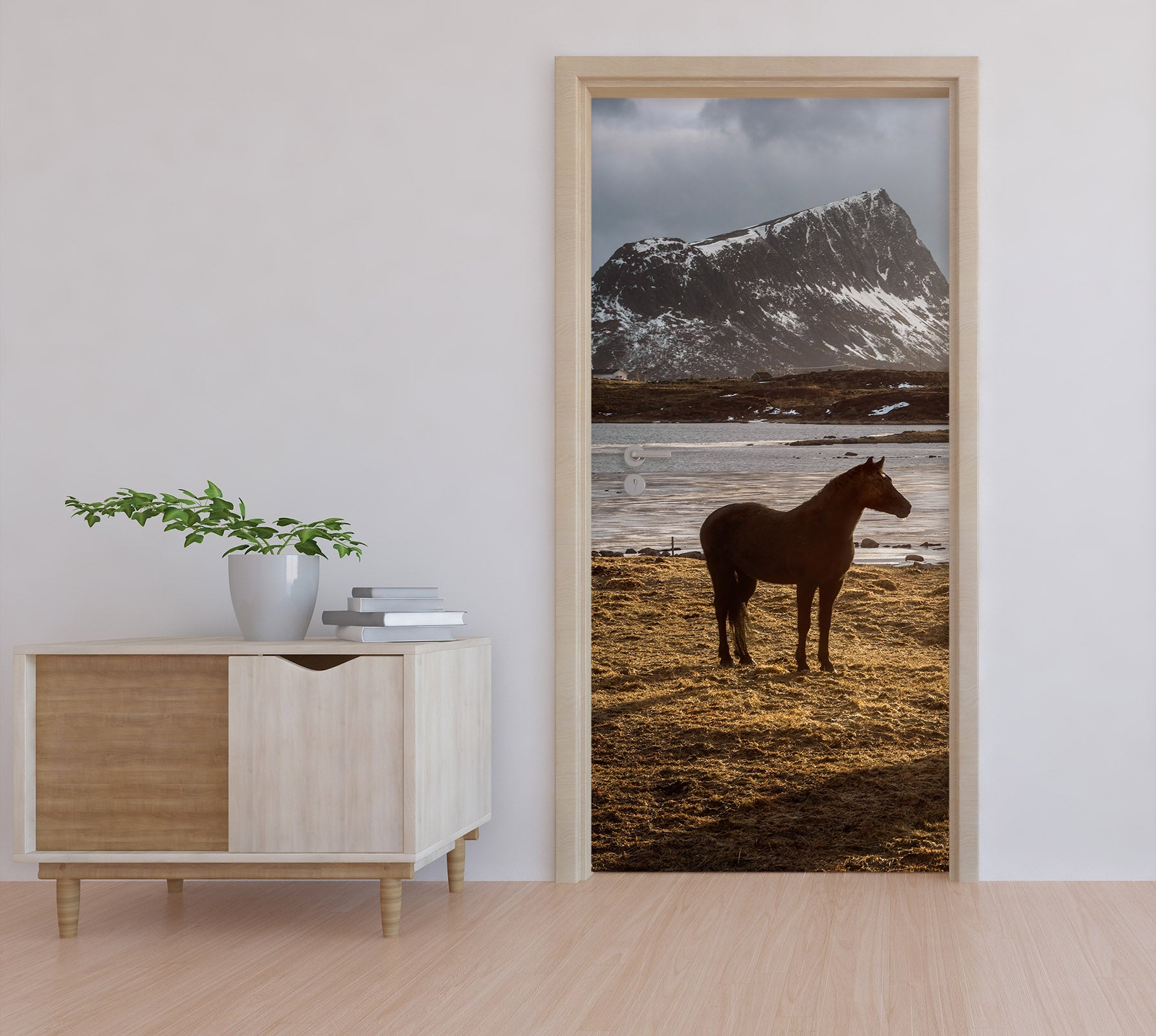 3D Snow Mountain Horse 11633 Marco Carmassi Door Mural