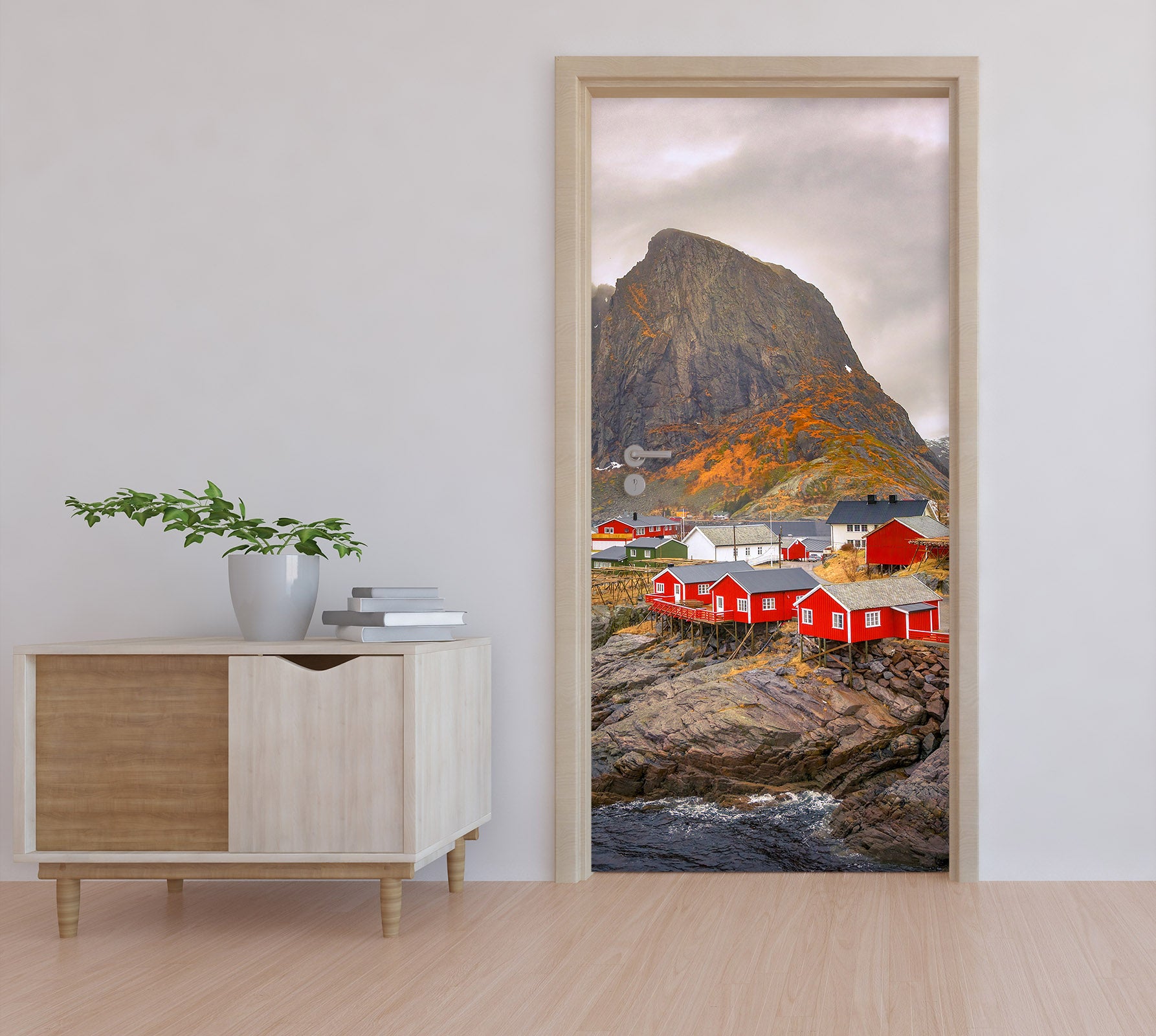 3D Rock Red Houses 11616 Marco Carmassi Door Mural