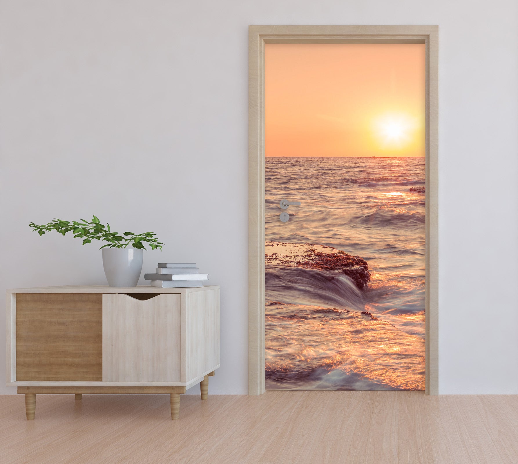 3D Sunset Sea Waves 101204 Assaf Frank Door Mural