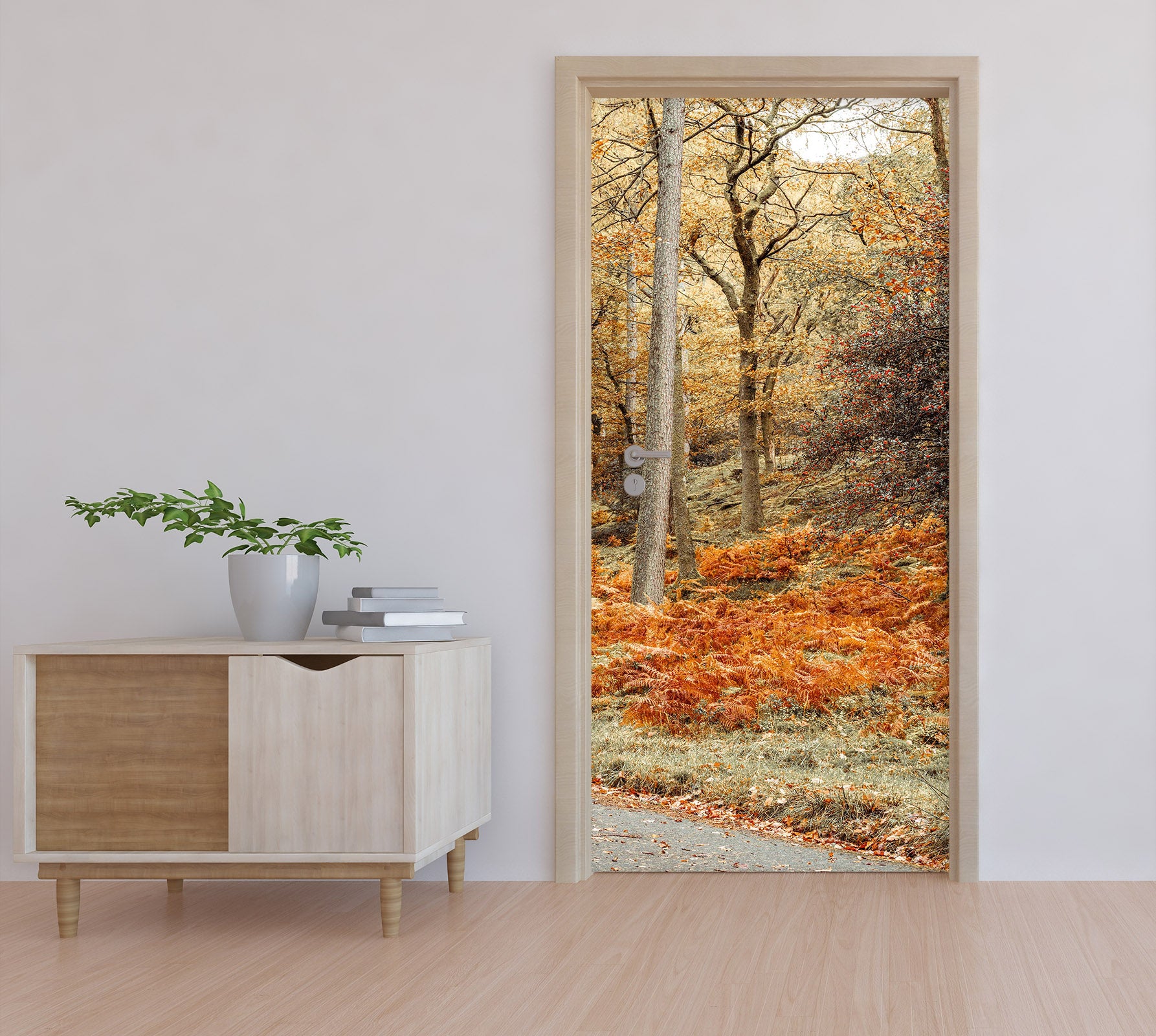 3D Forest Leaves 10208 Assaf Frank Door Mural