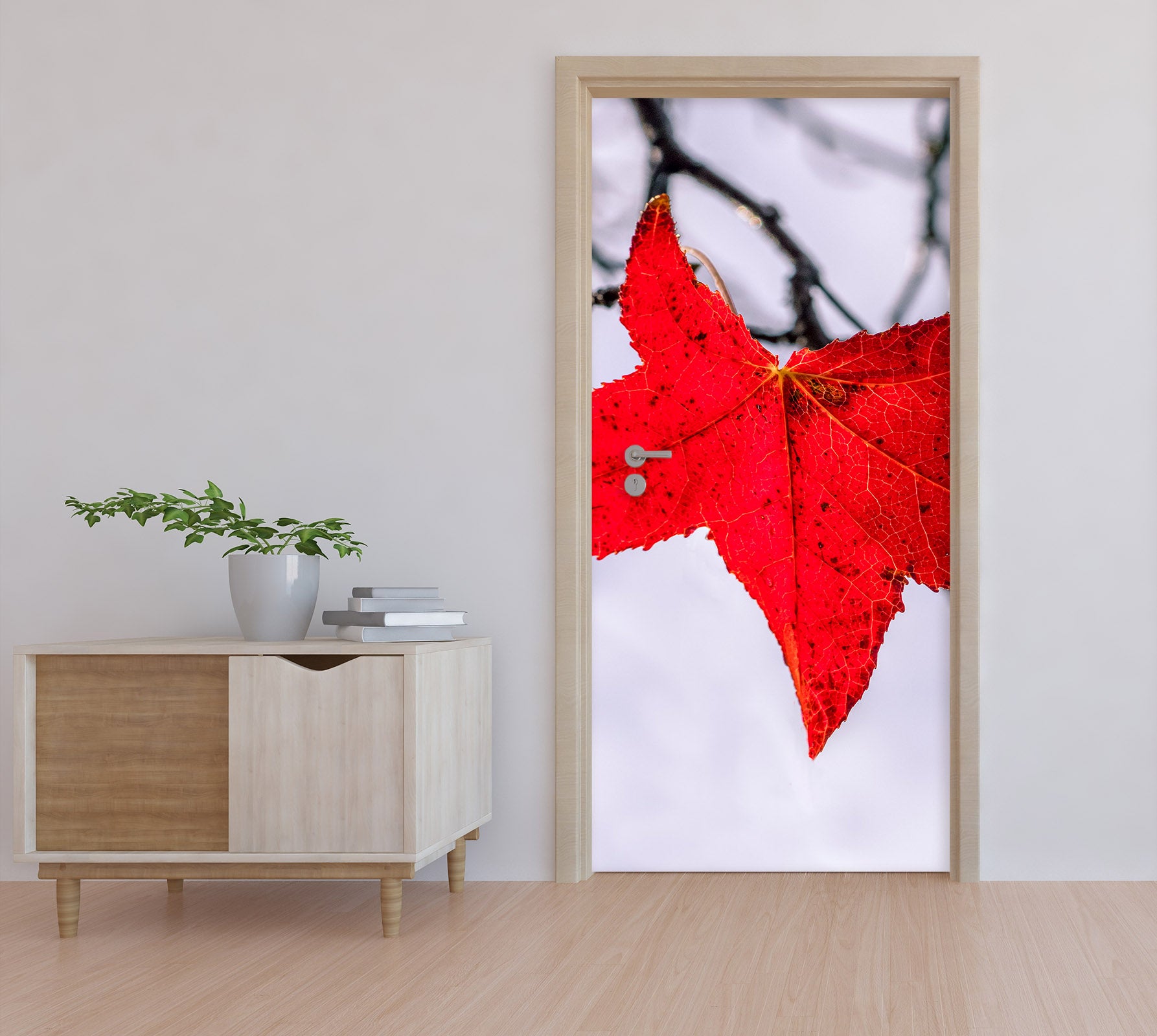 3D Red Maple Leaf 12262 Marco Carmassi Door Mural