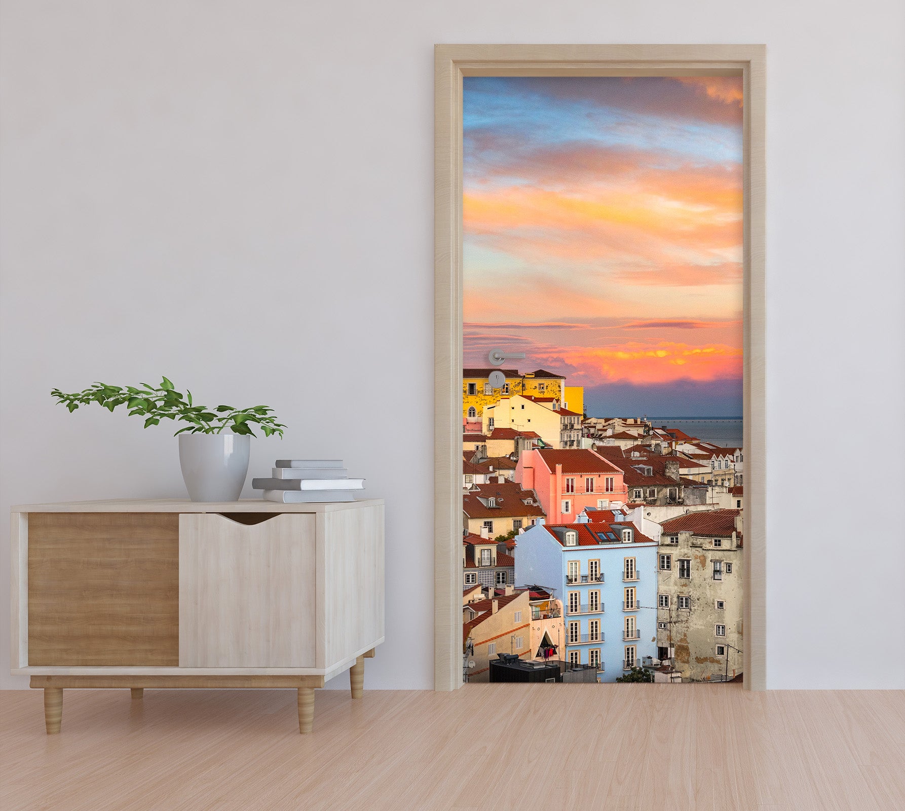 3D House Sky Sunset 114105 Marco Carmassi Door Mural