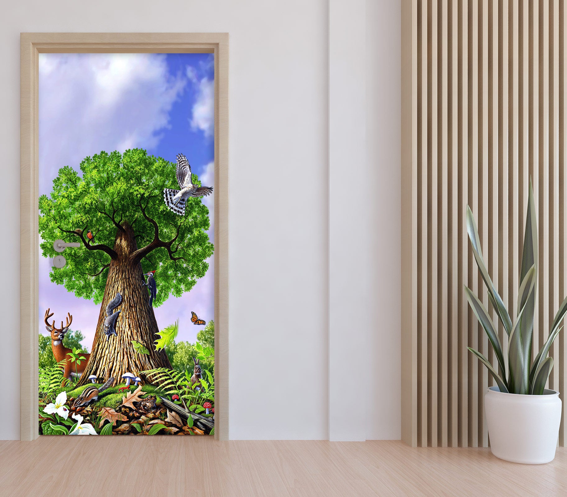 3D Tree Animal Bird 112158 Jerry LoFaro Door Mural